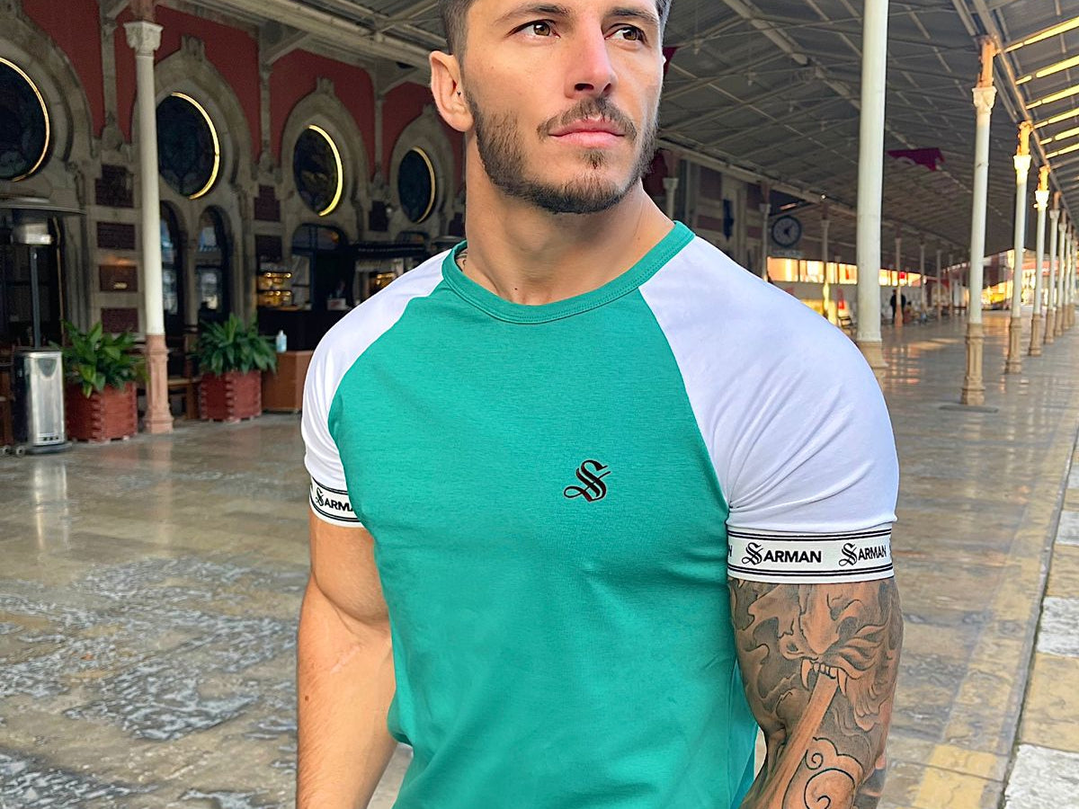 Greenishy - White/Green T- Shirt for Men (PRE-ORDER DISPATCH DATE 25 DECEMBER 2021) - Sarman Fashion - Wholesale Clothing Fashion Brand for Men from Canada