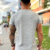 Half Base 2 - Gris Men’s t-shirt (PRE-ORDER DISPATCH DATE 1 JULY 2022) - Sarman Fashion - Wholesale Clothing Fashion Brand for Men from Canada