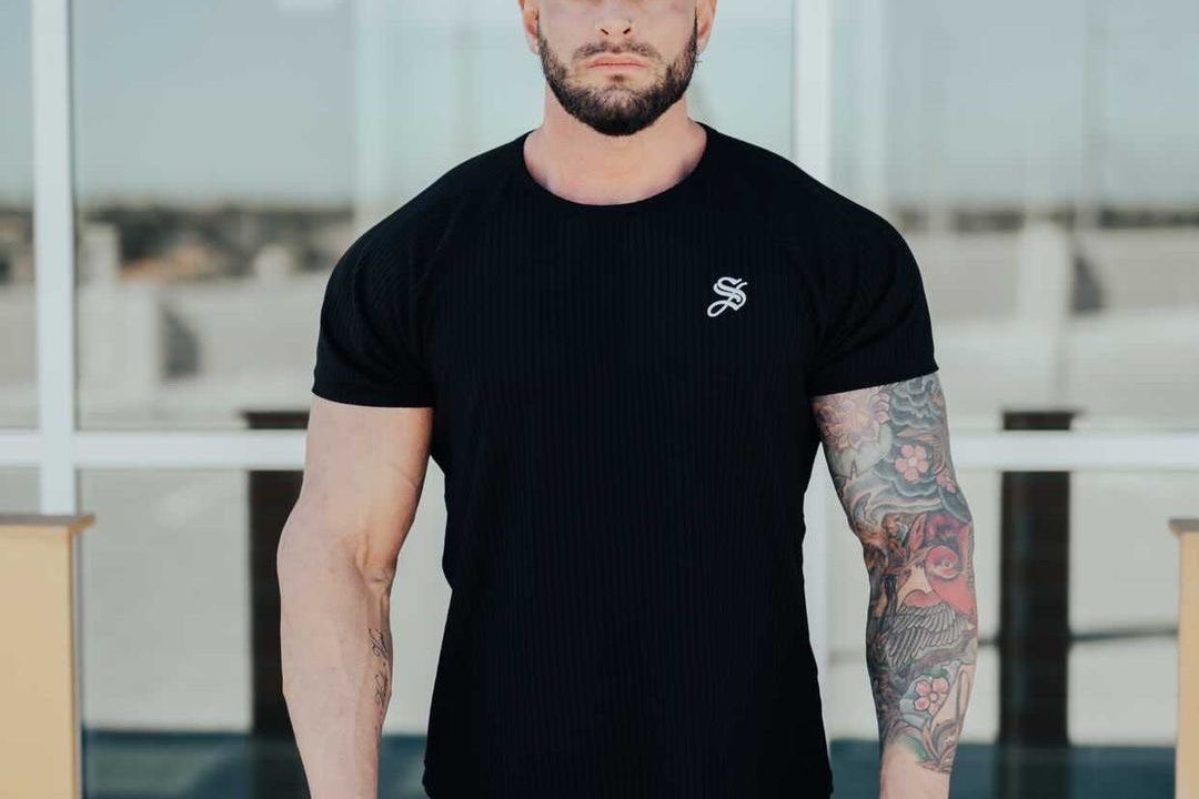 Half Base - Black T-shirt for Men - Sarman Fashion - Wholesale Clothing Fashion Brand for Men from Canada