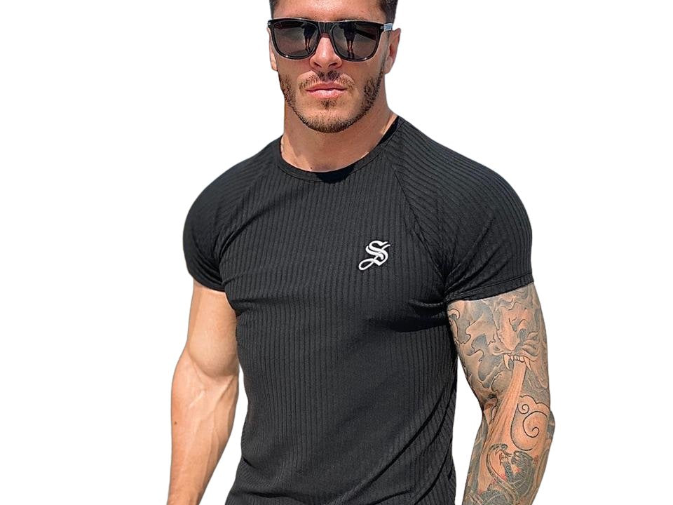 Half Base - Black T-shirt for Men - Sarman Fashion - Wholesale Clothing Fashion Brand for Men from Canada