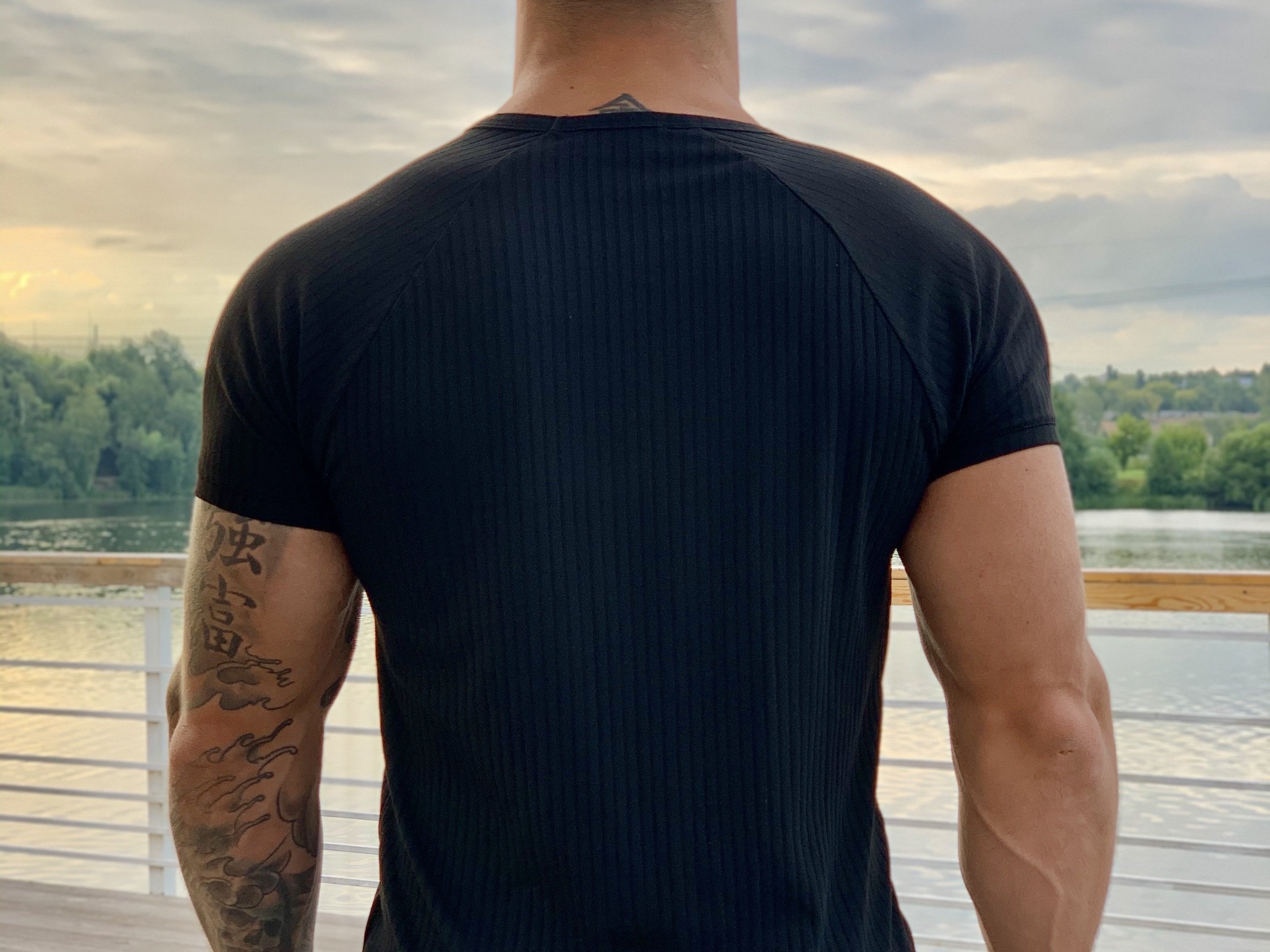 Half Base - Black T-shirt for Men (PRE-ORDER DISPATCH DATE 25 SEPTEMBER) - Sarman Fashion - Wholesale Clothing Fashion Brand for Men from Canada