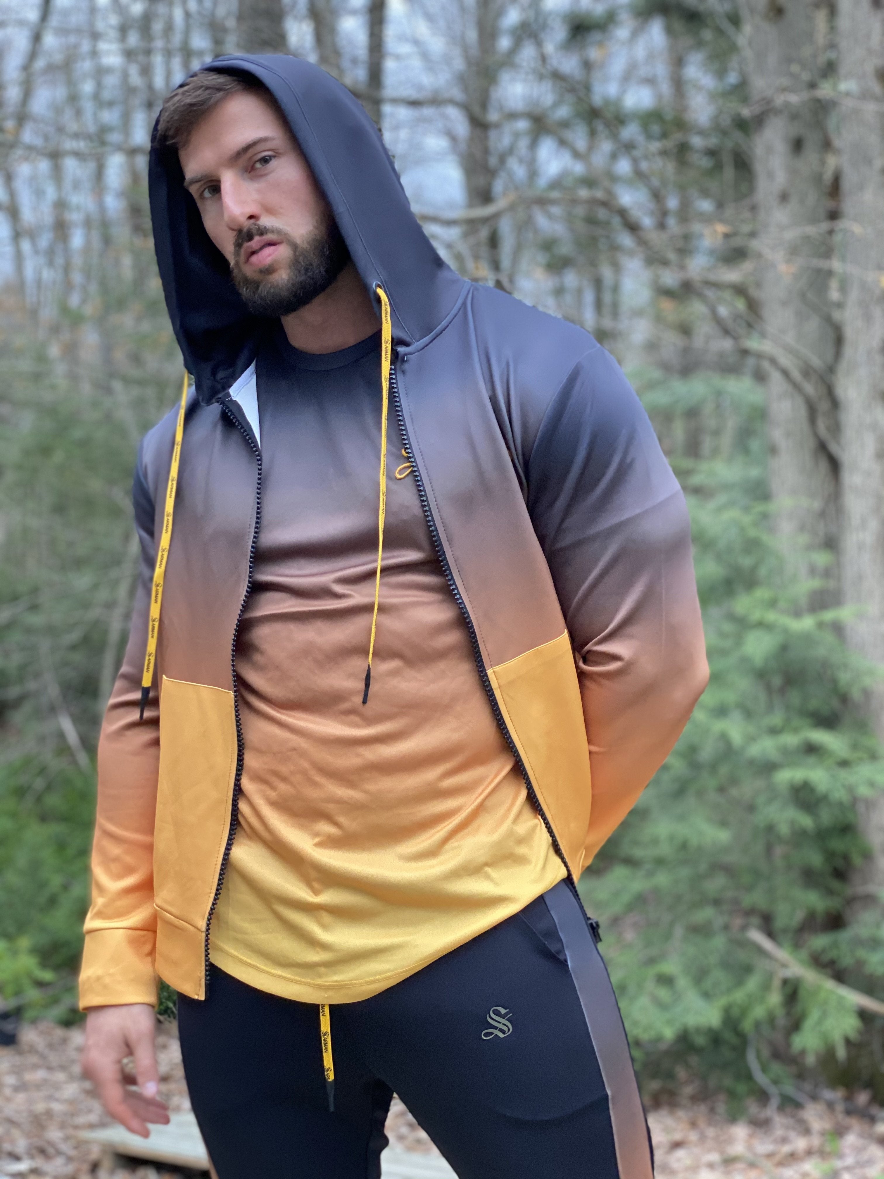 Hines - Black/Yellow Hoodie for Men - Sarman Fashion - Wholesale Clothing Fashion Brand for Men from Canada