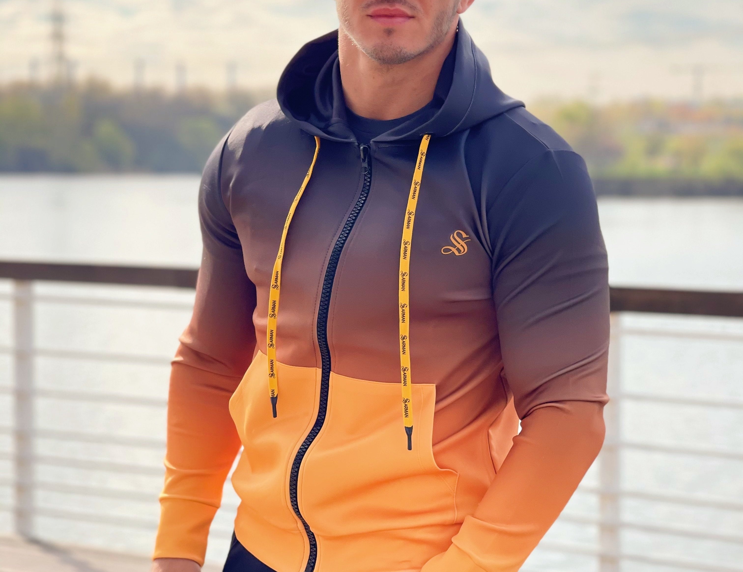 Hines - Black/Yellow Hoodie for Men - Sarman Fashion - Wholesale Clothing Fashion Brand for Men from Canada