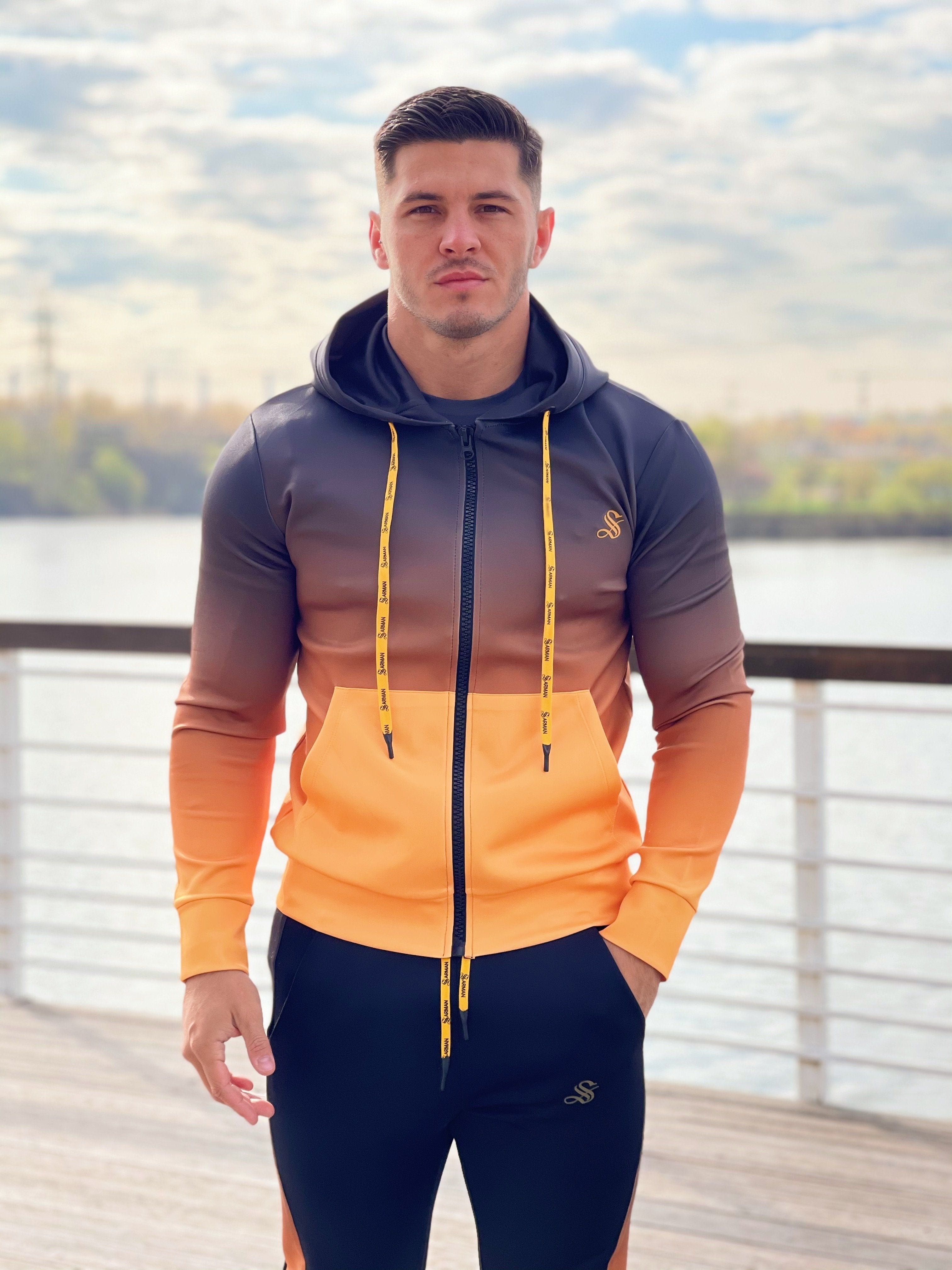 Hines - Black/Yellow Hoodie for Men - Sarman Fashion - Wholesale Clothing Fashion Brand for Men from Canada