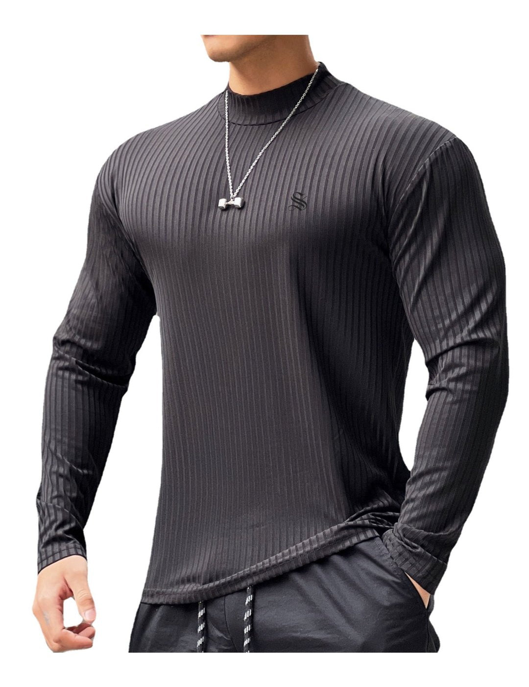Hogul 2 - High Neck Long Sleeve Shirt for Men - Sarman Fashion - Wholesale Clothing Fashion Brand for Men from Canada