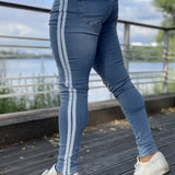 I'm Sorry - Light Blue Skinny Jeans White Striped for Men - Sarman Fashion - Wholesale Clothing Fashion Brand for Men from Canada