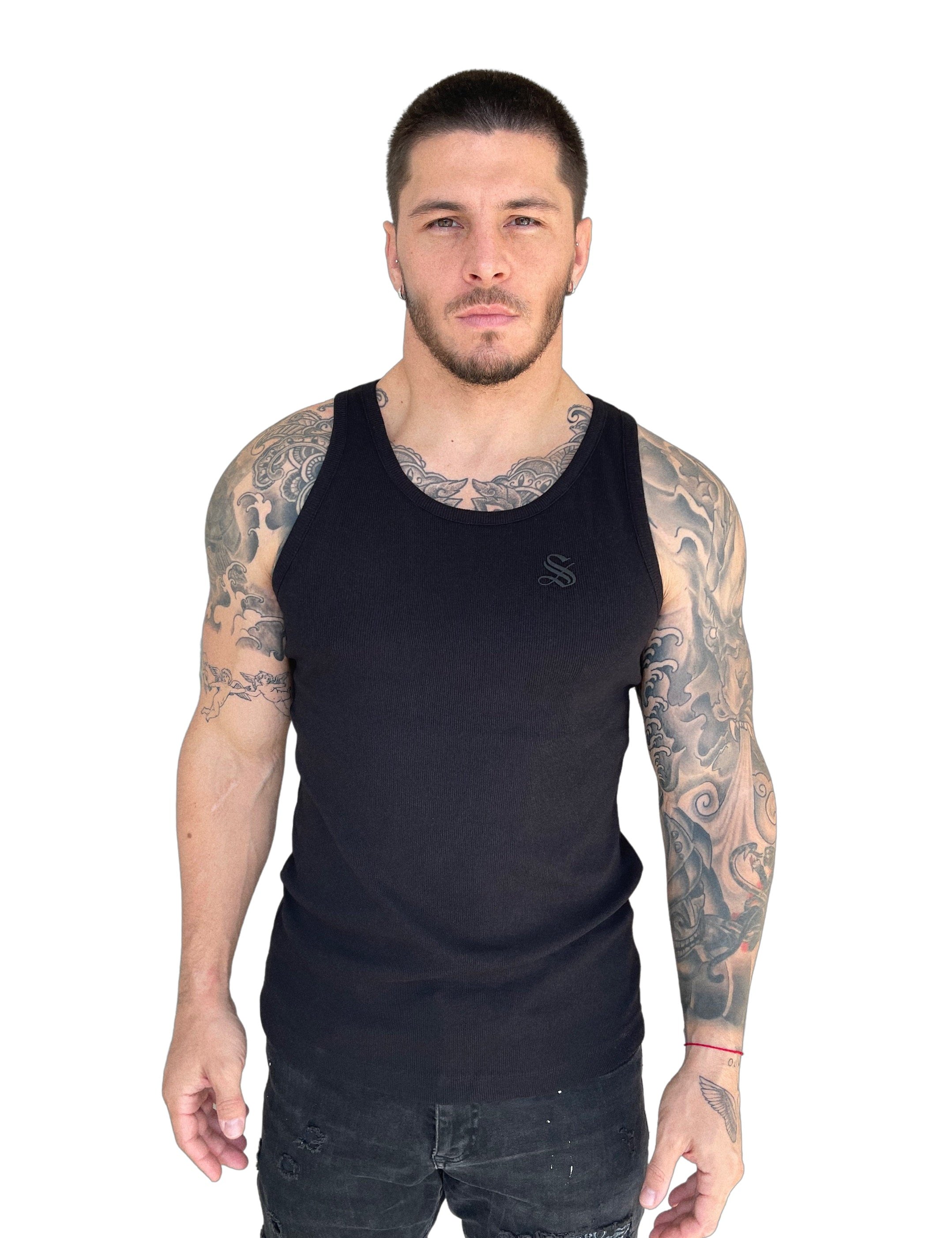 Jack - Black Tank Top for Men - Sarman Fashion - Wholesale Clothing Fashion Brand for Men from Canada