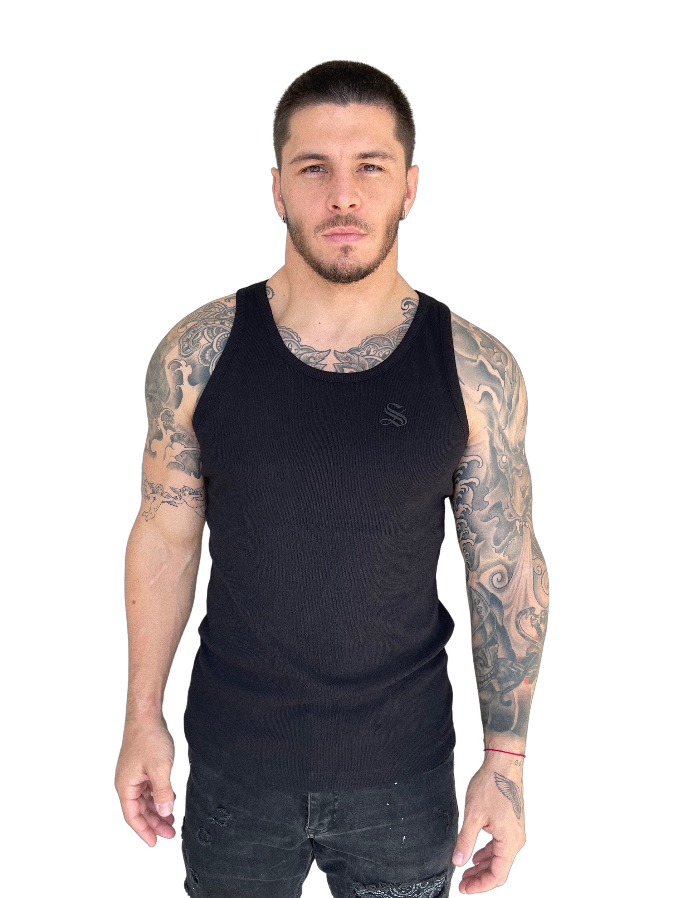 Jack - Black Tank Top for Men - Sarman Fashion - Wholesale Clothing Fashion Brand for Men from Canada