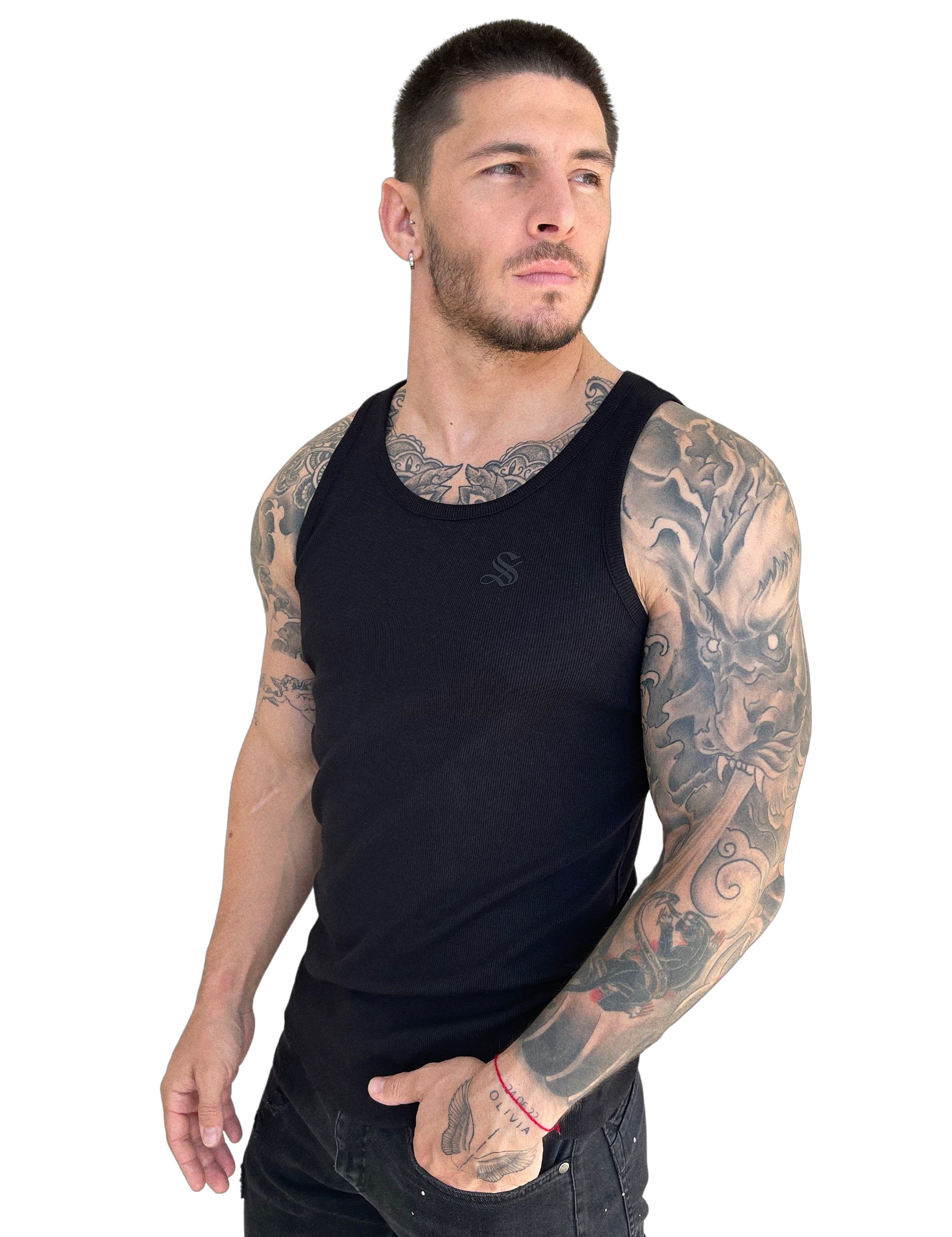 Jack - Black Tank Top for Men - Sarman Fashion - Wholesale Clothing Fashion Brand for Men from Canada