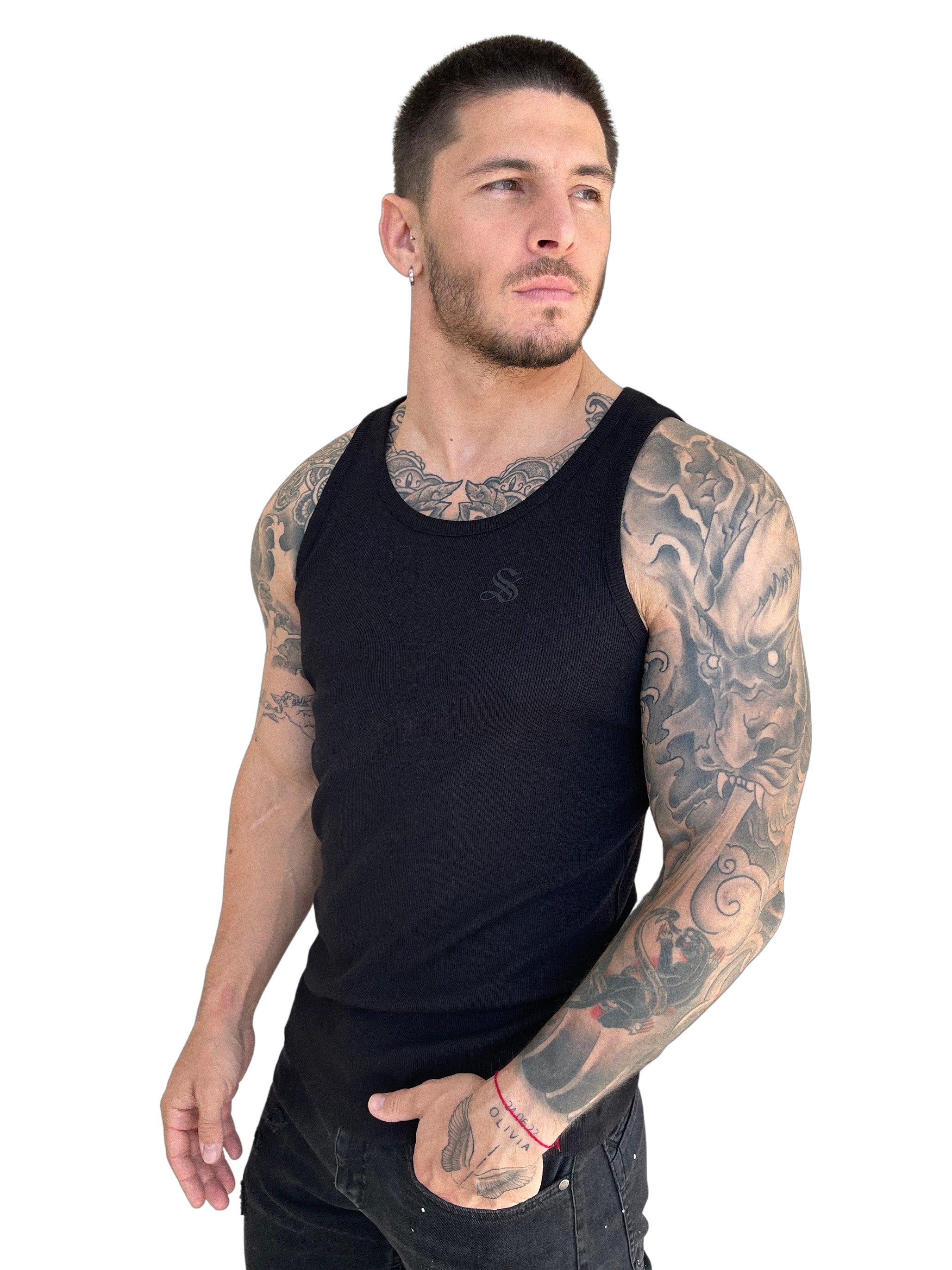 Jack - Black Tank Top for Men - Sarman Fashion - Wholesale Clothing Fashion Brand for Men from Canada