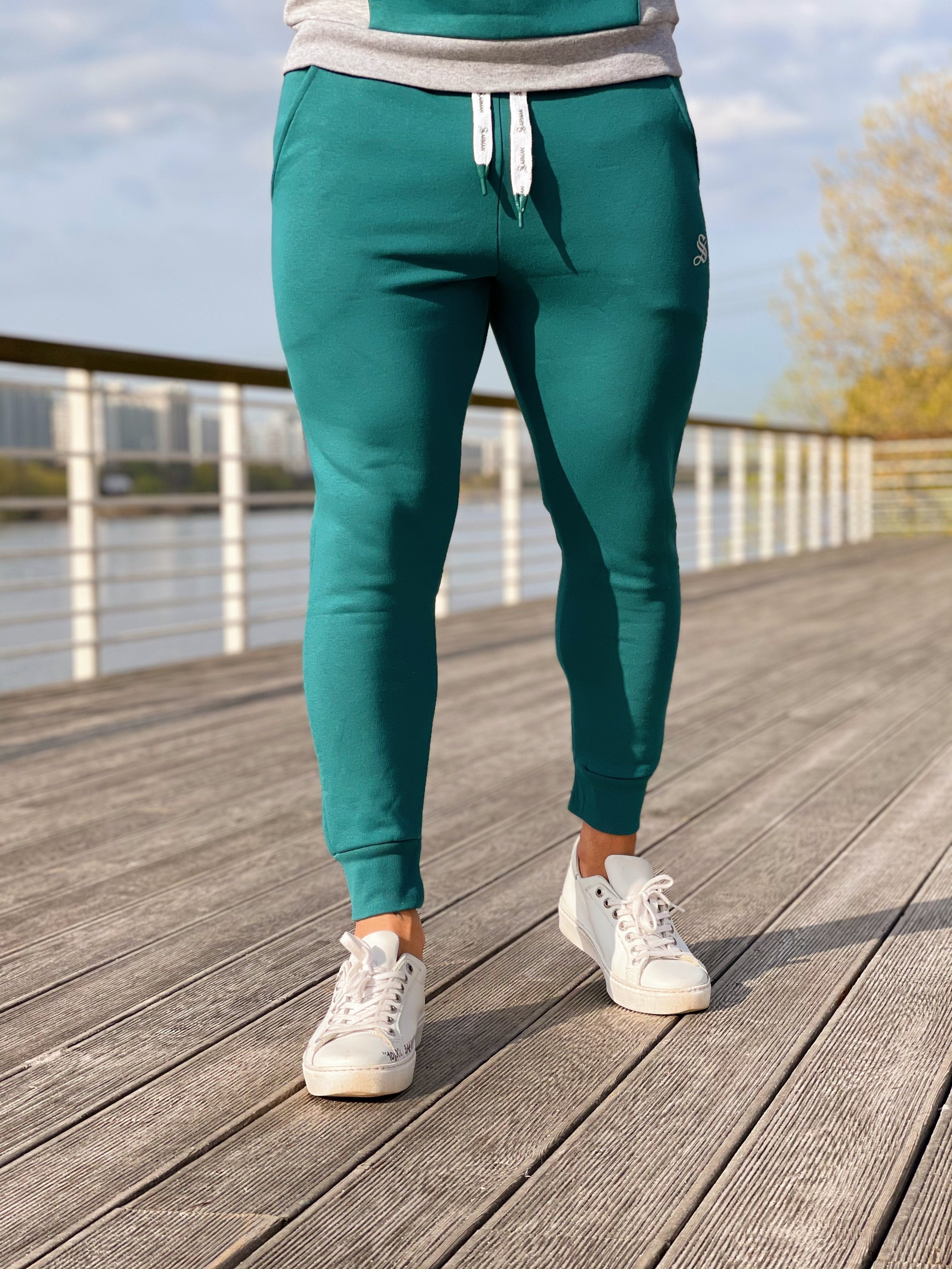 Jangel - Green Track Pant for Men - Sarman Fashion - Wholesale Clothing Fashion Brand for Men from Canada