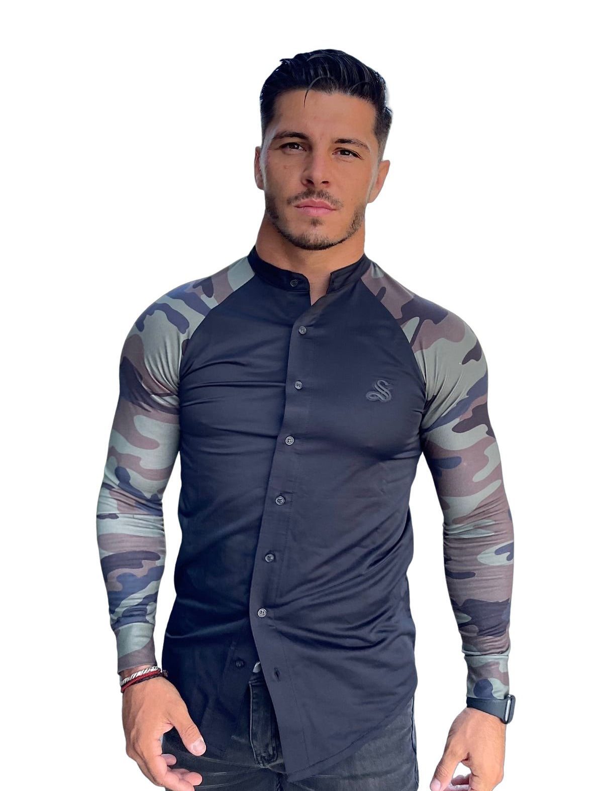 Kamouflajio - Black Shirt for Men - Sarman Fashion - Wholesale Clothing Fashion Brand for Men from Canada