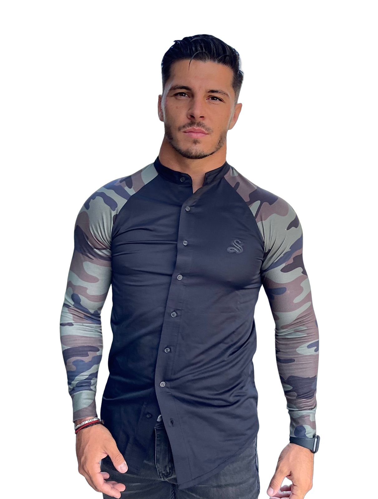 Kamouflajio - Black Shirt for Men - Sarman Fashion - Wholesale Clothing Fashion Brand for Men from Canada