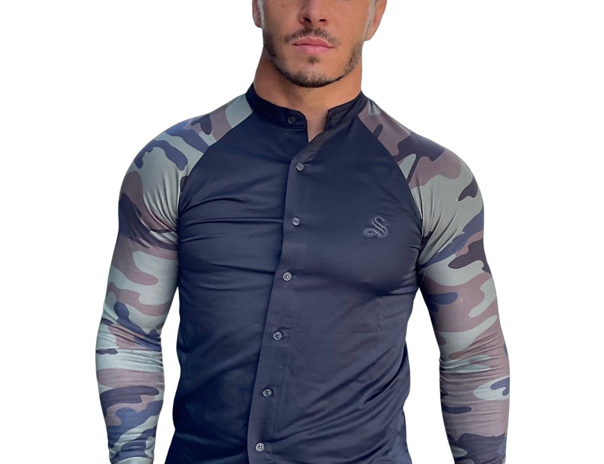 Kamouflajio - Black Shirt for Men - Sarman Fashion - Wholesale Clothing Fashion Brand for Men from Canada