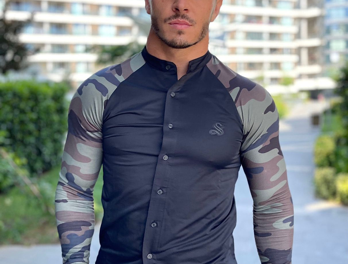 Kamouflajio - Black Shirt for Men (PRE-ORDER DISPATCH DATE 25 DECEMBER 2021) - Sarman Fashion - Wholesale Clothing Fashion Brand for Men from Canada