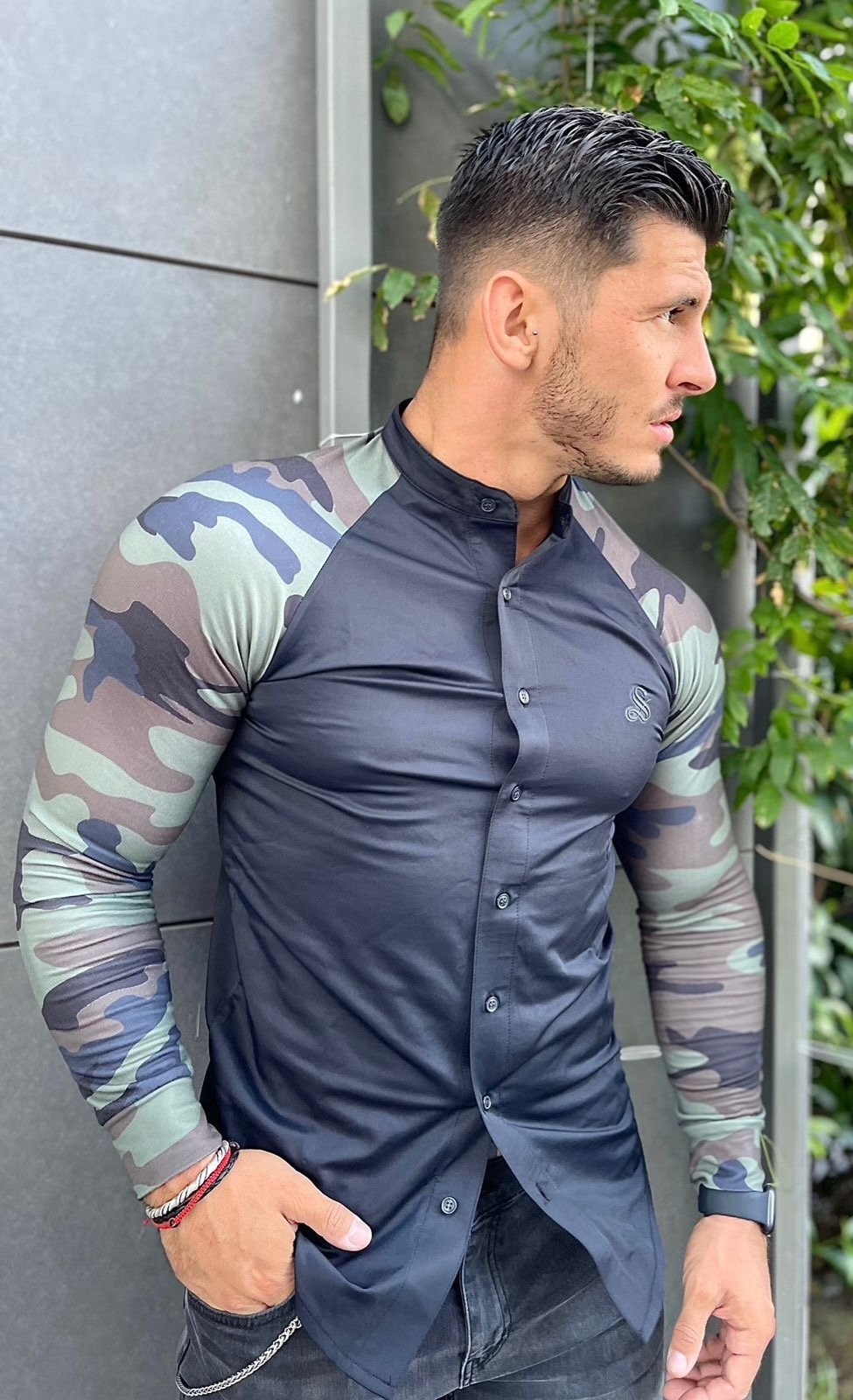 Kamouflajio - Black Shirt for Men (PRE-ORDER DISPATCH DATE 25 DECEMBER 2021) - Sarman Fashion - Wholesale Clothing Fashion Brand for Men from Canada