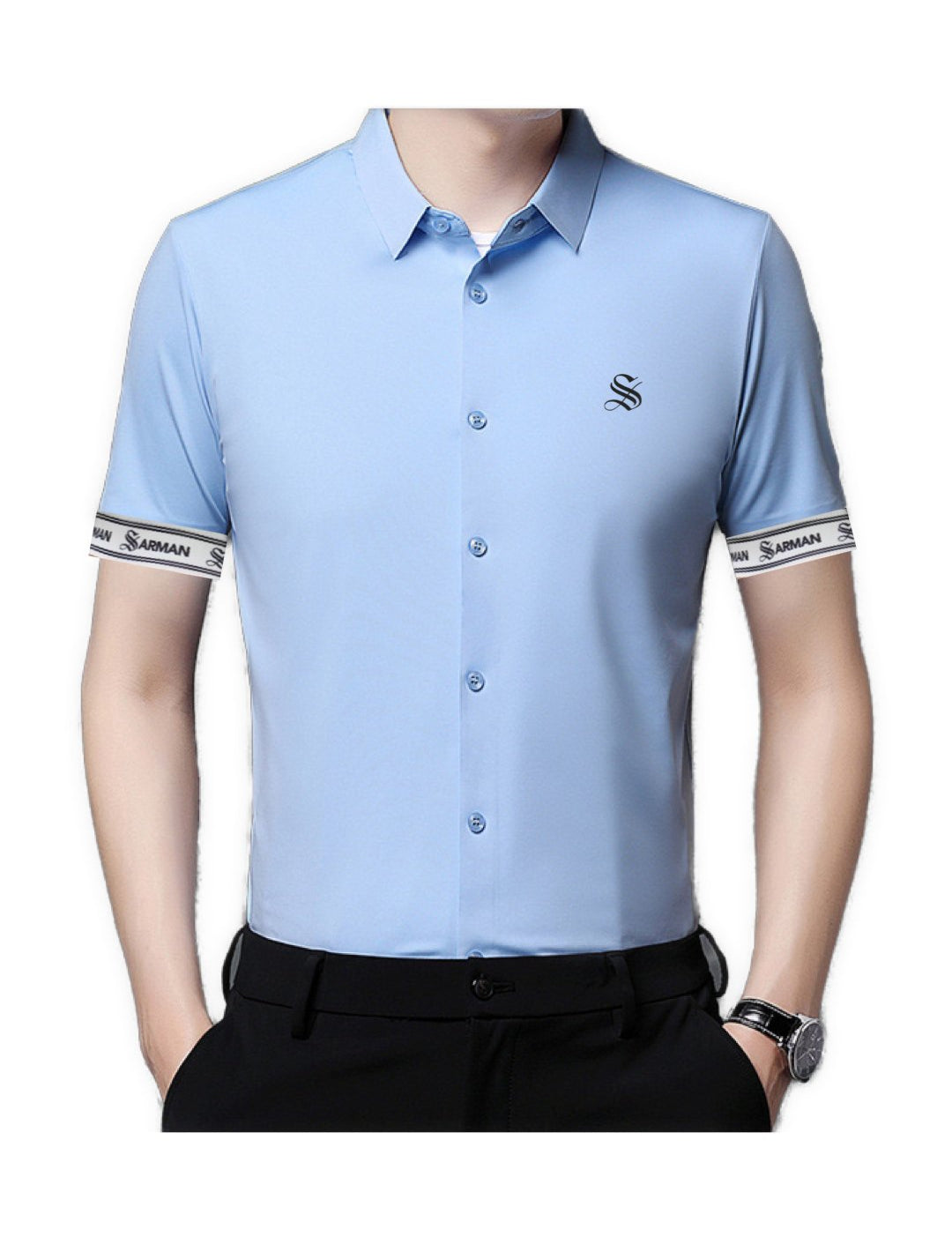 Kapizuna - Short Sleeves Shirt with Straps for Men - Sarman Fashion - Wholesale Clothing Fashion Brand for Men from Canada