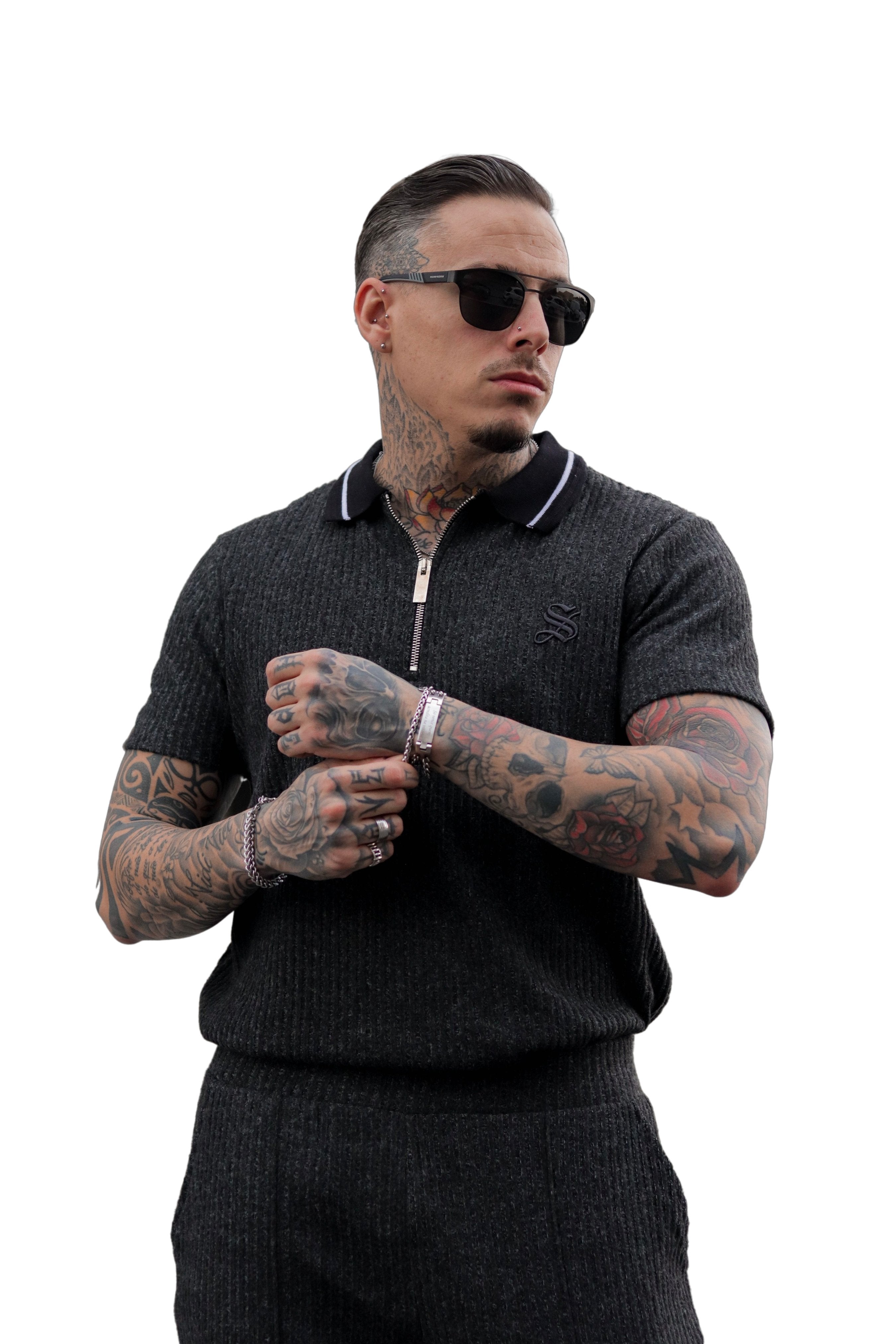Kolosimium - Black Men’s Polo - Sarman Fashion - Wholesale Clothing Fashion Brand for Men from Canada
