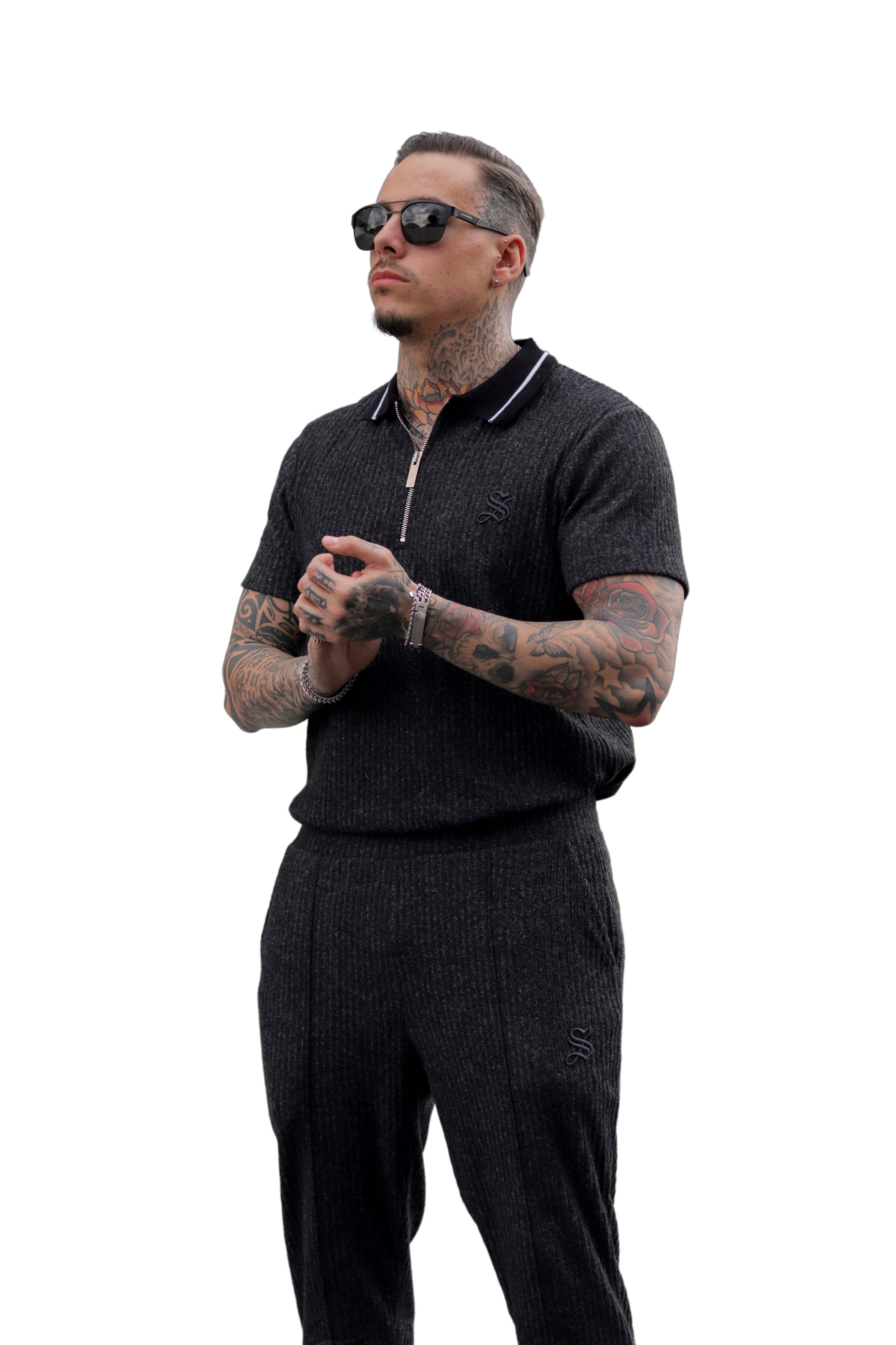 Kolosimium - Black Men’s Polo - Sarman Fashion - Wholesale Clothing Fashion Brand for Men from Canada