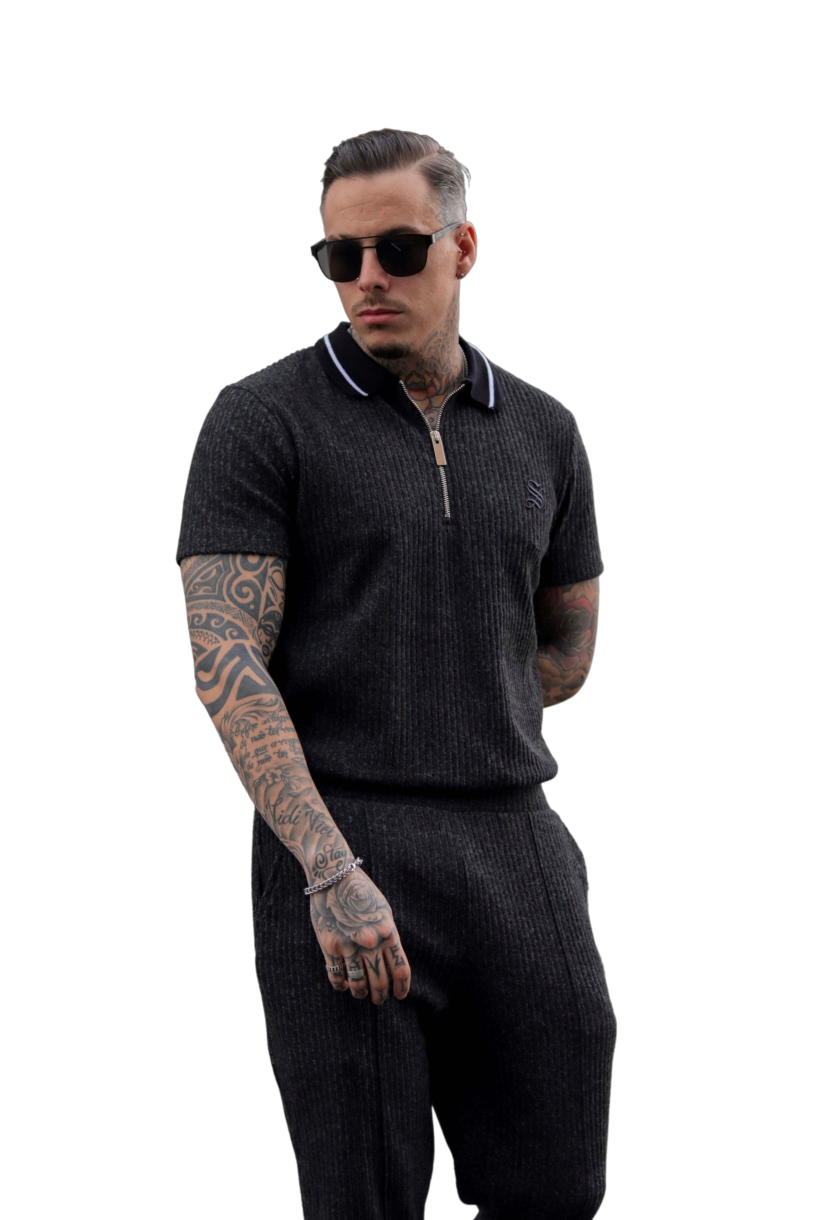 Kolosimium - Black Men’s Polo - Sarman Fashion - Wholesale Clothing Fashion Brand for Men from Canada