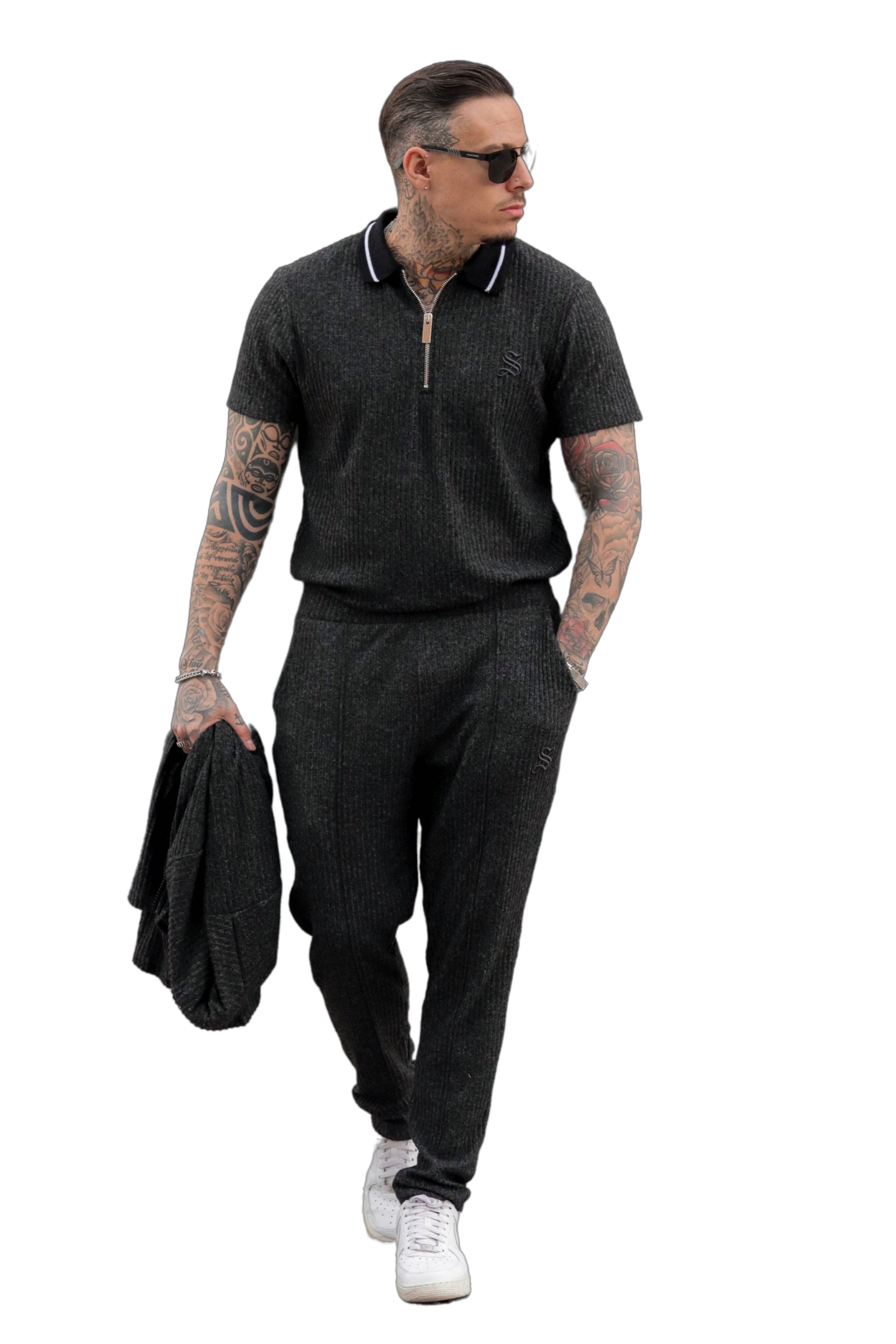 Kolosimium - Black Men’s Polo - Sarman Fashion - Wholesale Clothing Fashion Brand for Men from Canada