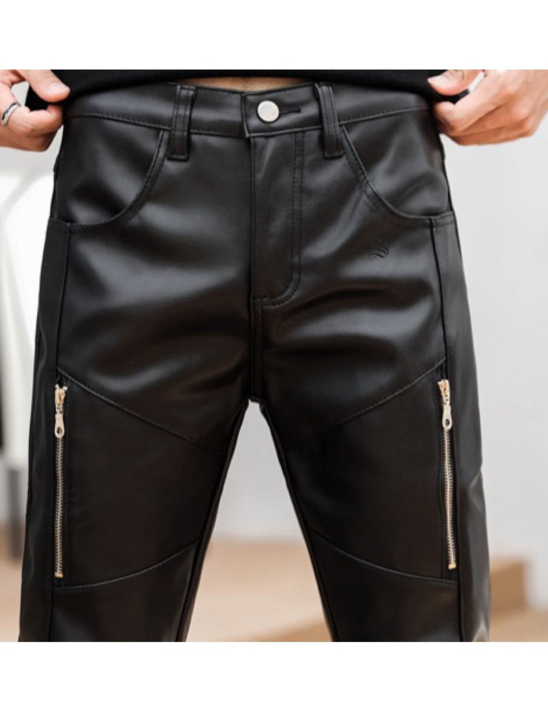 Kosrulla - Black Pu-Leather Pant’s for Men - Sarman Fashion - Wholesale Clothing Fashion Brand for Men from Canada