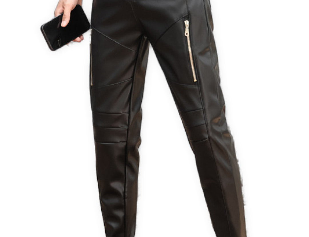 Kosrulla - Black Pu-Leather Pant’s for Men - Sarman Fashion - Wholesale Clothing Fashion Brand for Men from Canada