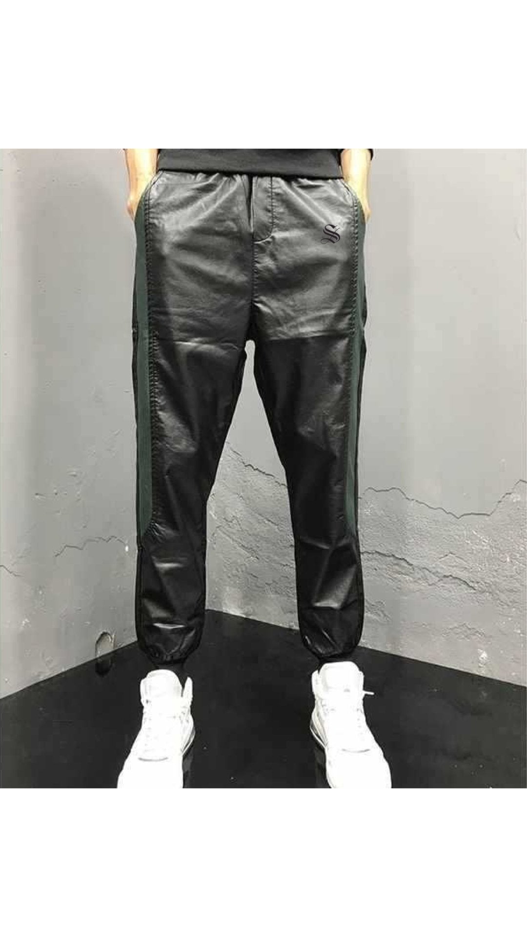 Kugoku - Black Pu-Leather Pant’s for Men - Sarman Fashion - Wholesale Clothing Fashion Brand for Men from Canada