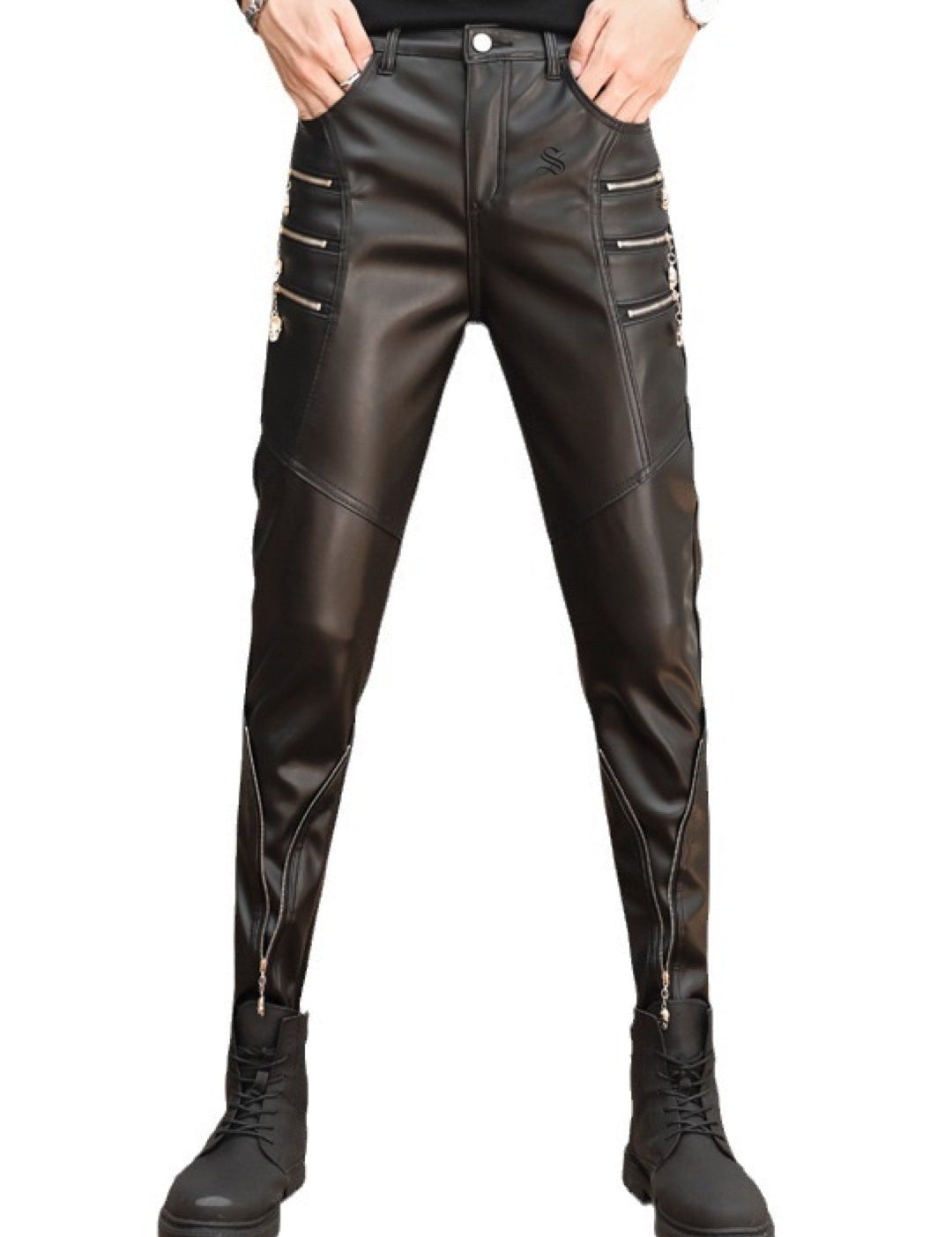Kurdino - Black Pu-Leather Pant’s for Men - Sarman Fashion - Wholesale Clothing Fashion Brand for Men from Canada
