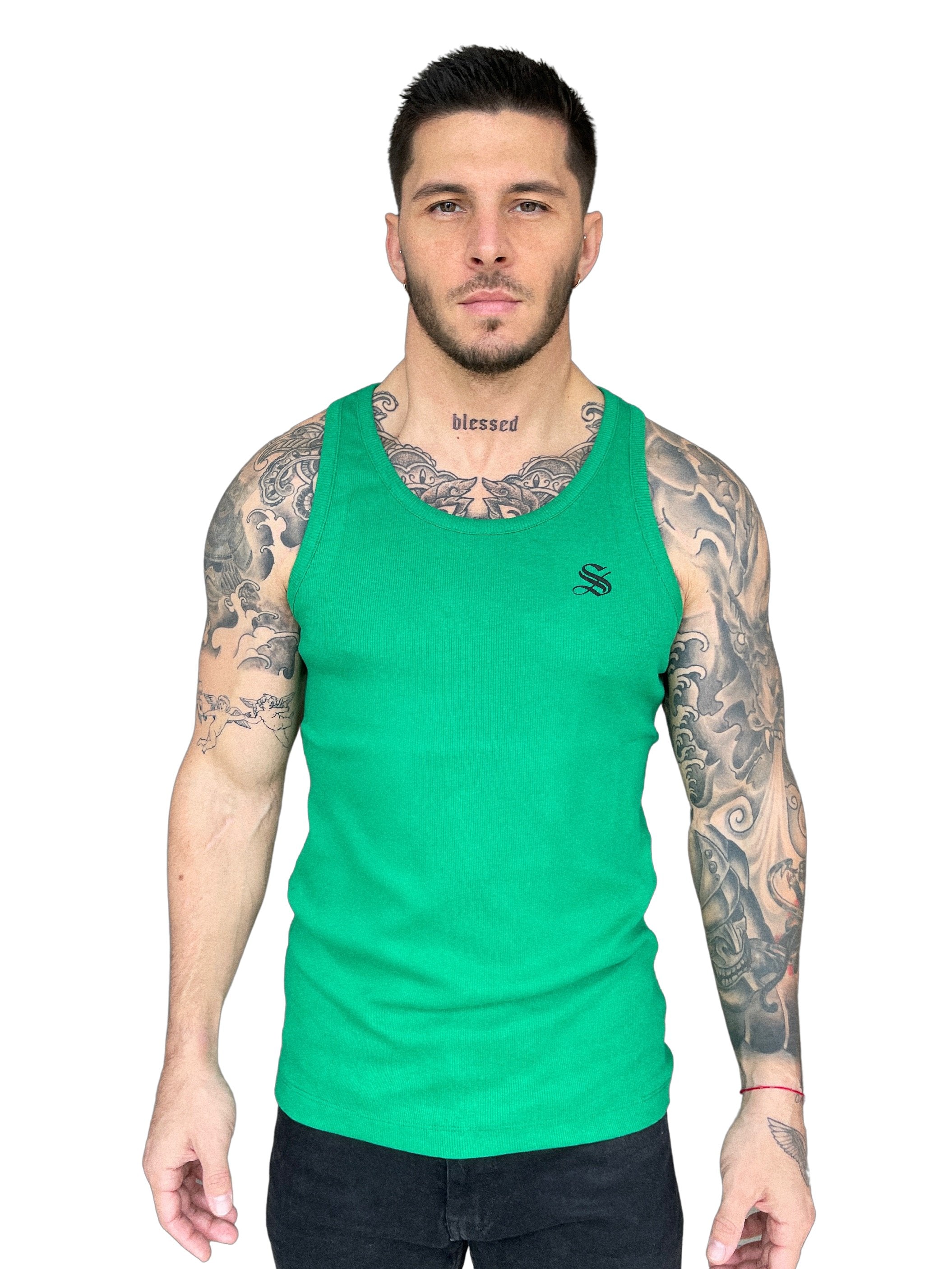 Landrow- Green Tank Top for Men - Sarman Fashion - Wholesale Clothing Fashion Brand for Men from Canada