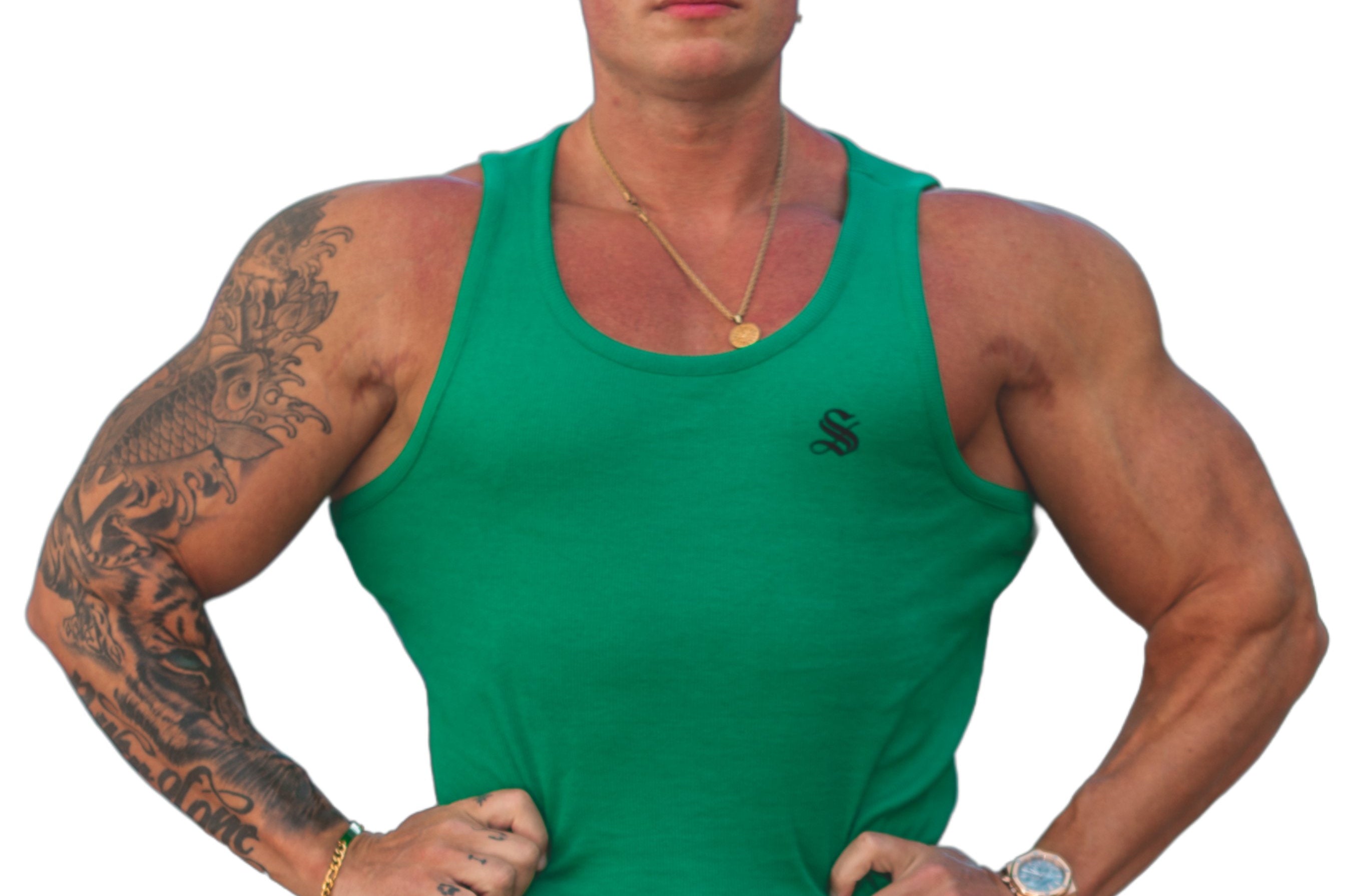 Landrow- Green Tank Top for Men - Sarman Fashion - Wholesale Clothing Fashion Brand for Men from Canada