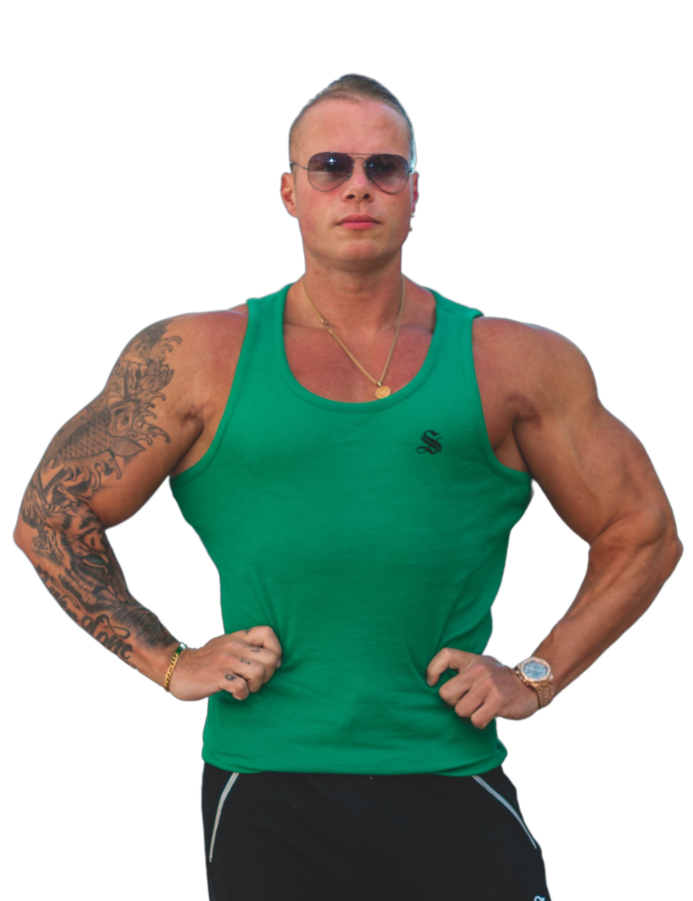 Landrow- Green Tank Top for Men - Sarman Fashion - Wholesale Clothing Fashion Brand for Men from Canada