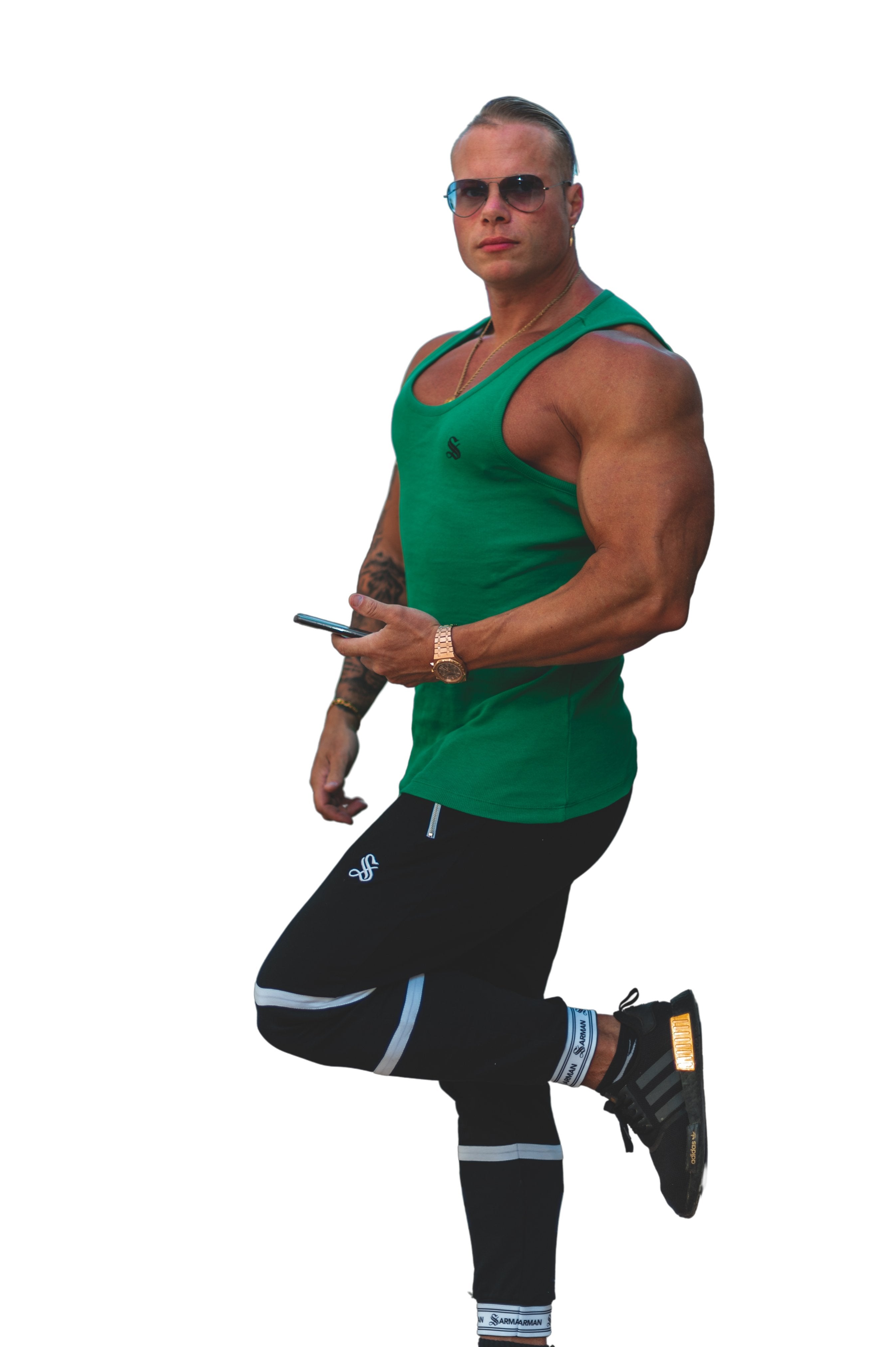 Landrow- Green Tank Top for Men - Sarman Fashion - Wholesale Clothing Fashion Brand for Men from Canada