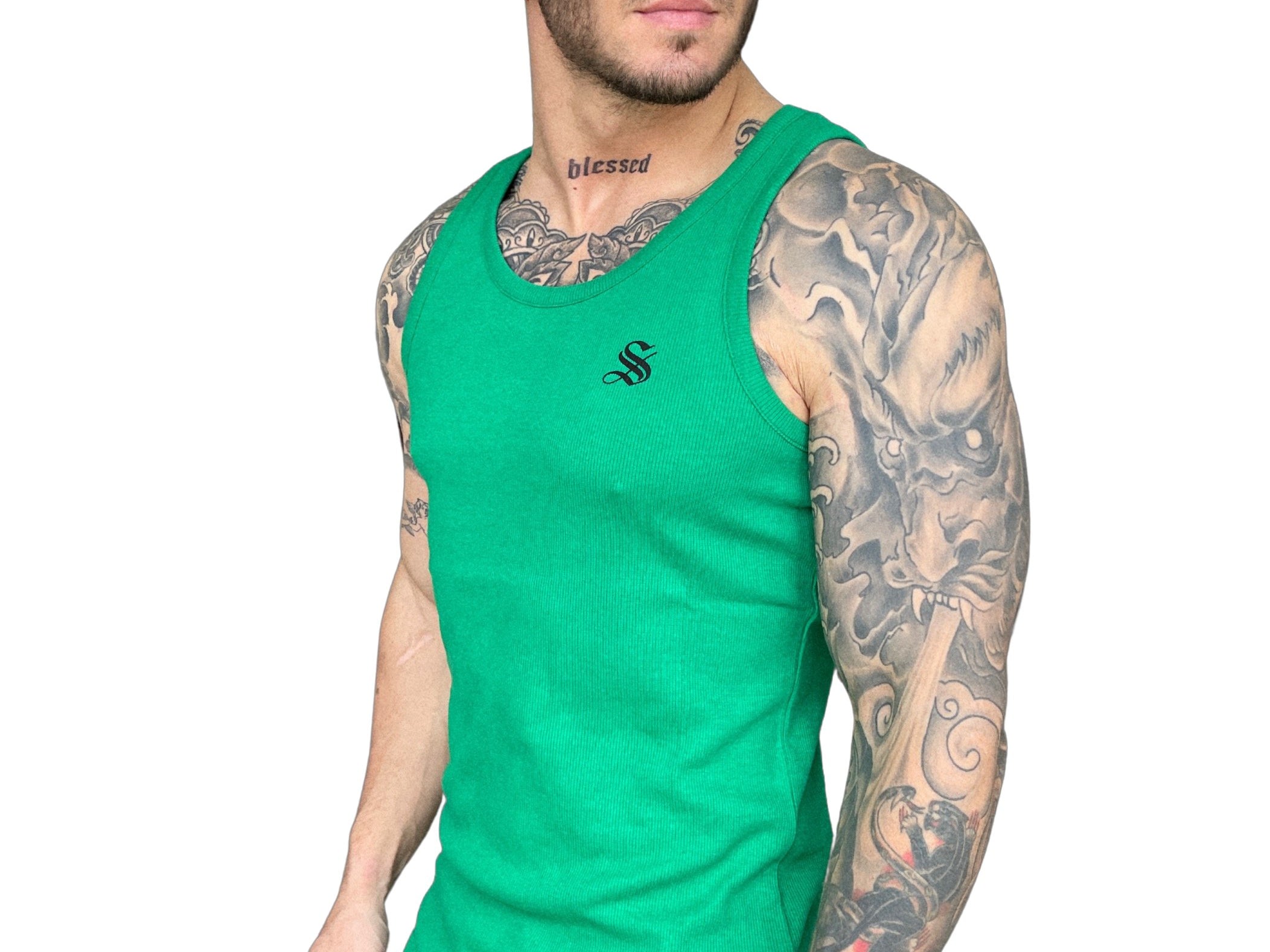 Landrow- Green Tank Top for Men - Sarman Fashion - Wholesale Clothing Fashion Brand for Men from Canada