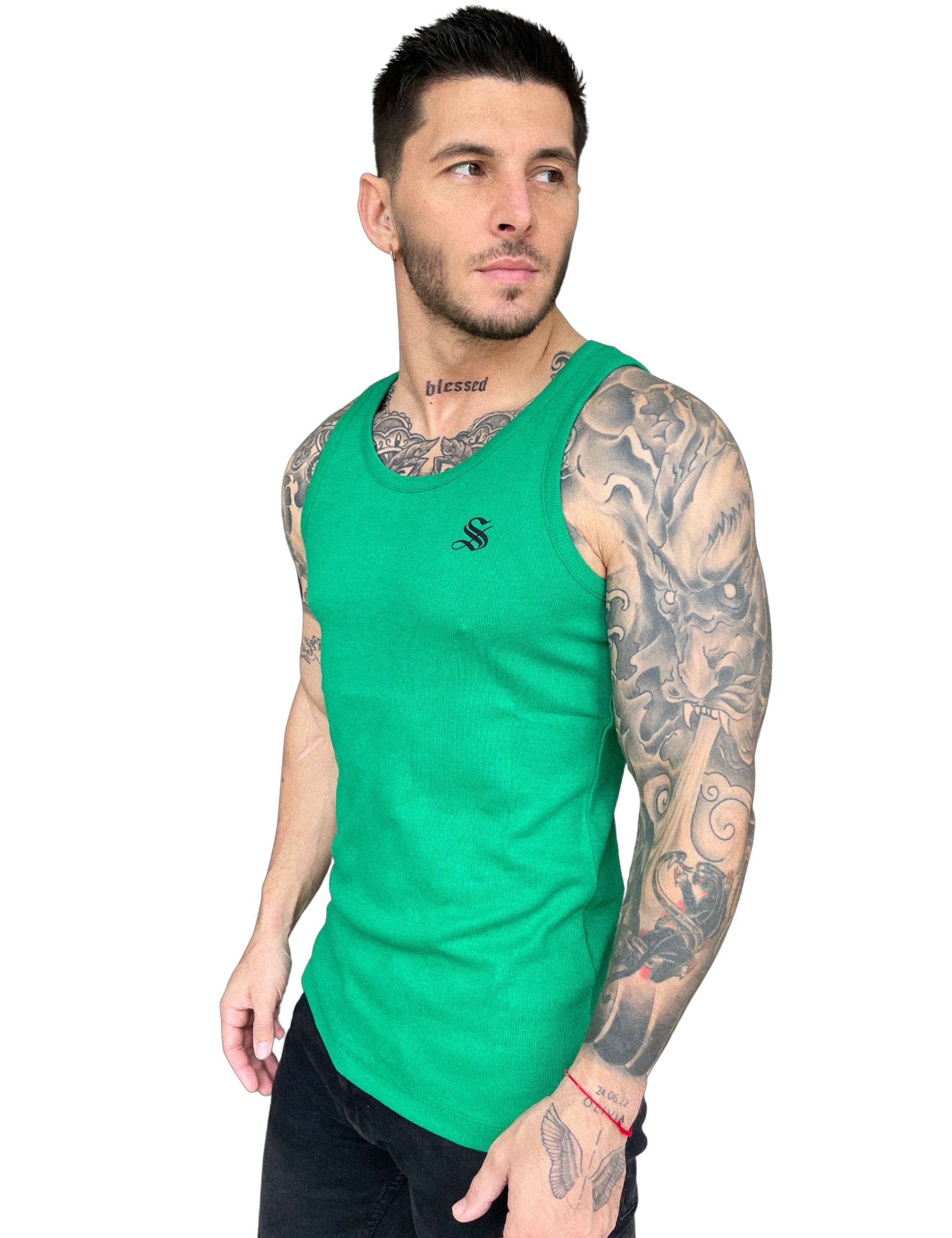 Landrow- Green Tank Top for Men - Sarman Fashion - Wholesale Clothing Fashion Brand for Men from Canada
