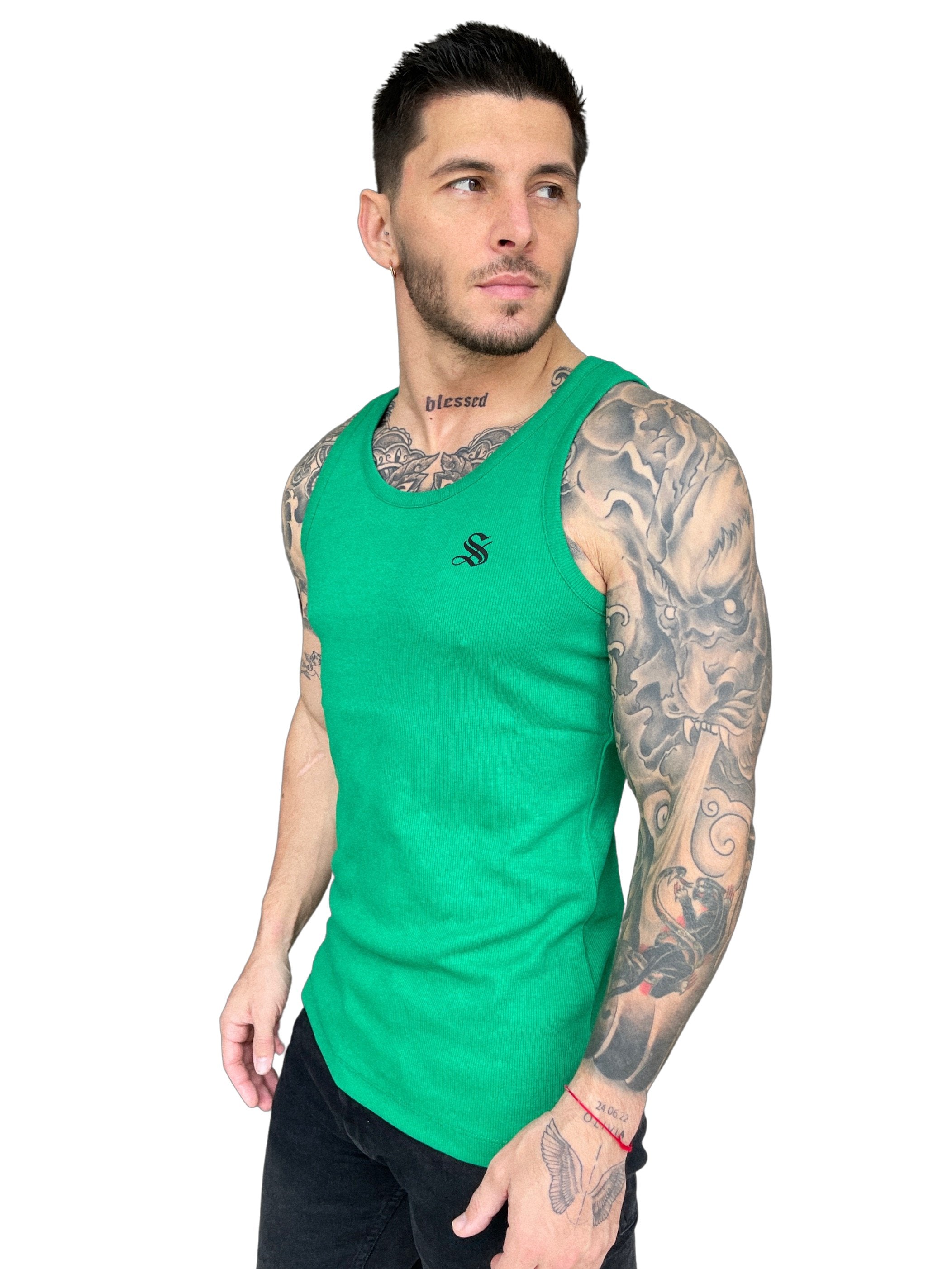 Landrow- Green Tank Top for Men - Sarman Fashion - Wholesale Clothing Fashion Brand for Men from Canada