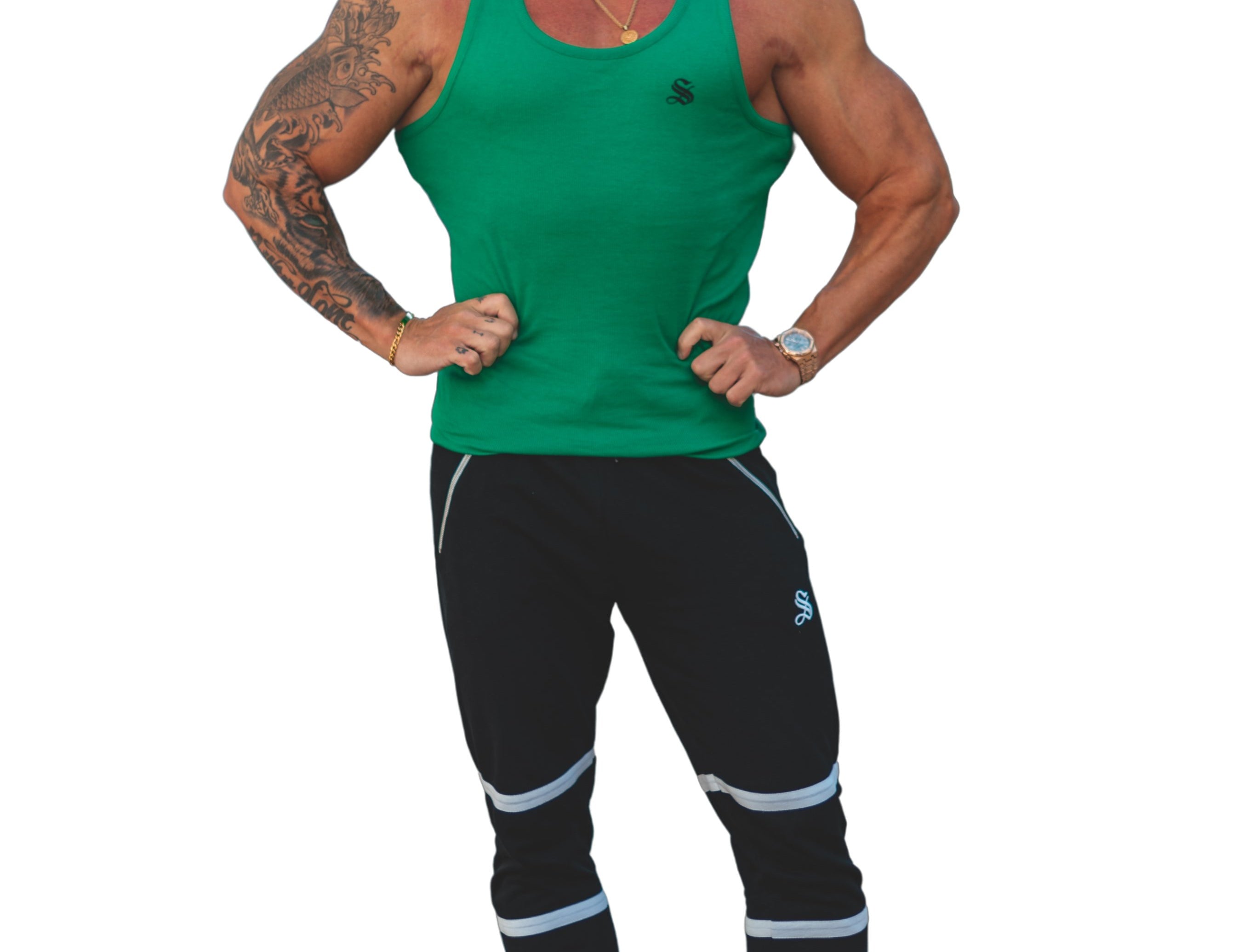 Landrow- Green Tank Top for Men - Sarman Fashion - Wholesale Clothing Fashion Brand for Men from Canada