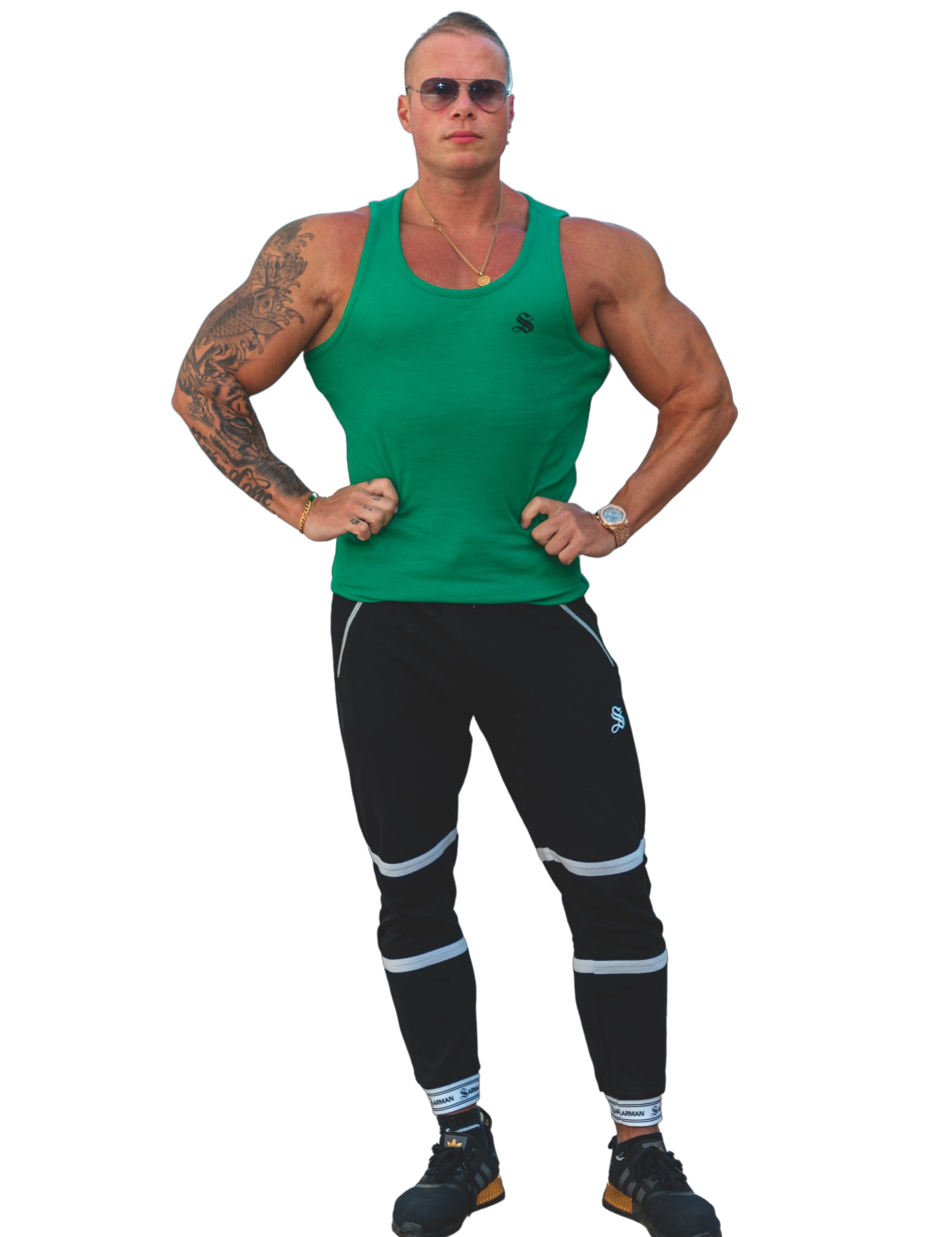 Landrow- Green Tank Top for Men - Sarman Fashion - Wholesale Clothing Fashion Brand for Men from Canada