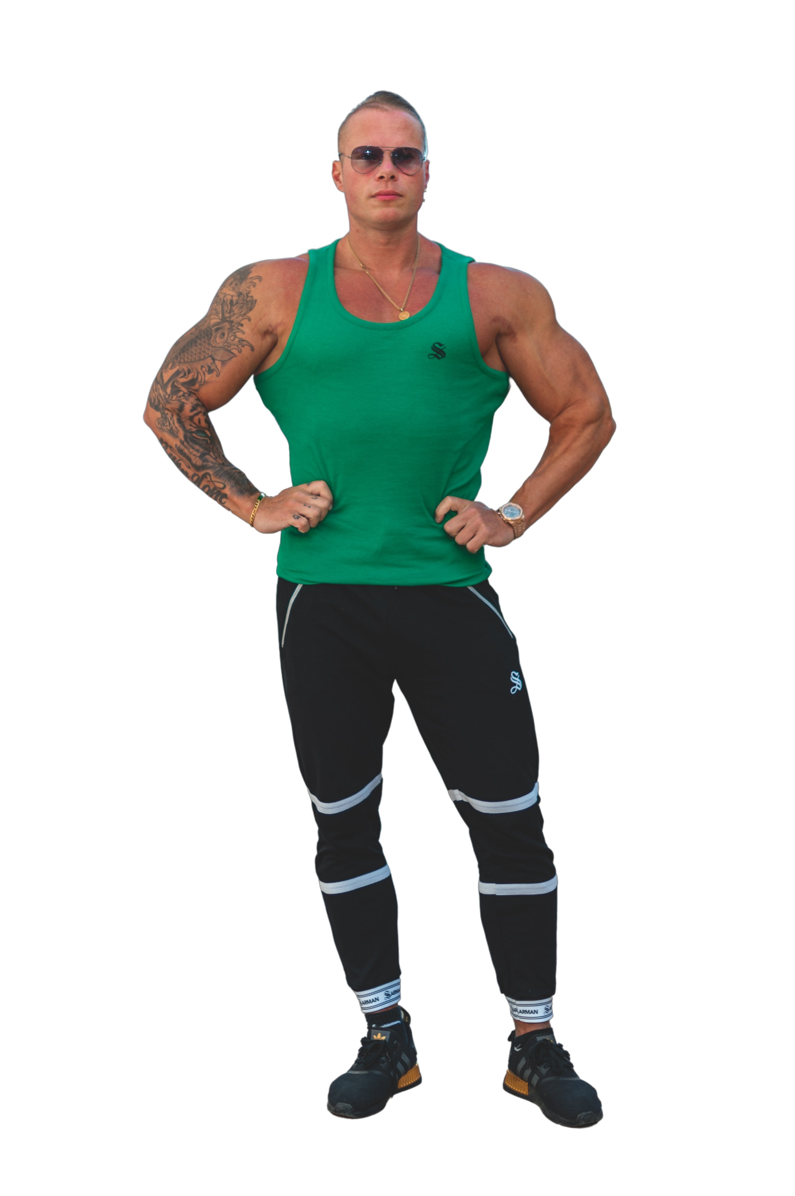 Landrow- Green Tank Top for Men - Sarman Fashion - Wholesale Clothing Fashion Brand for Men from Canada