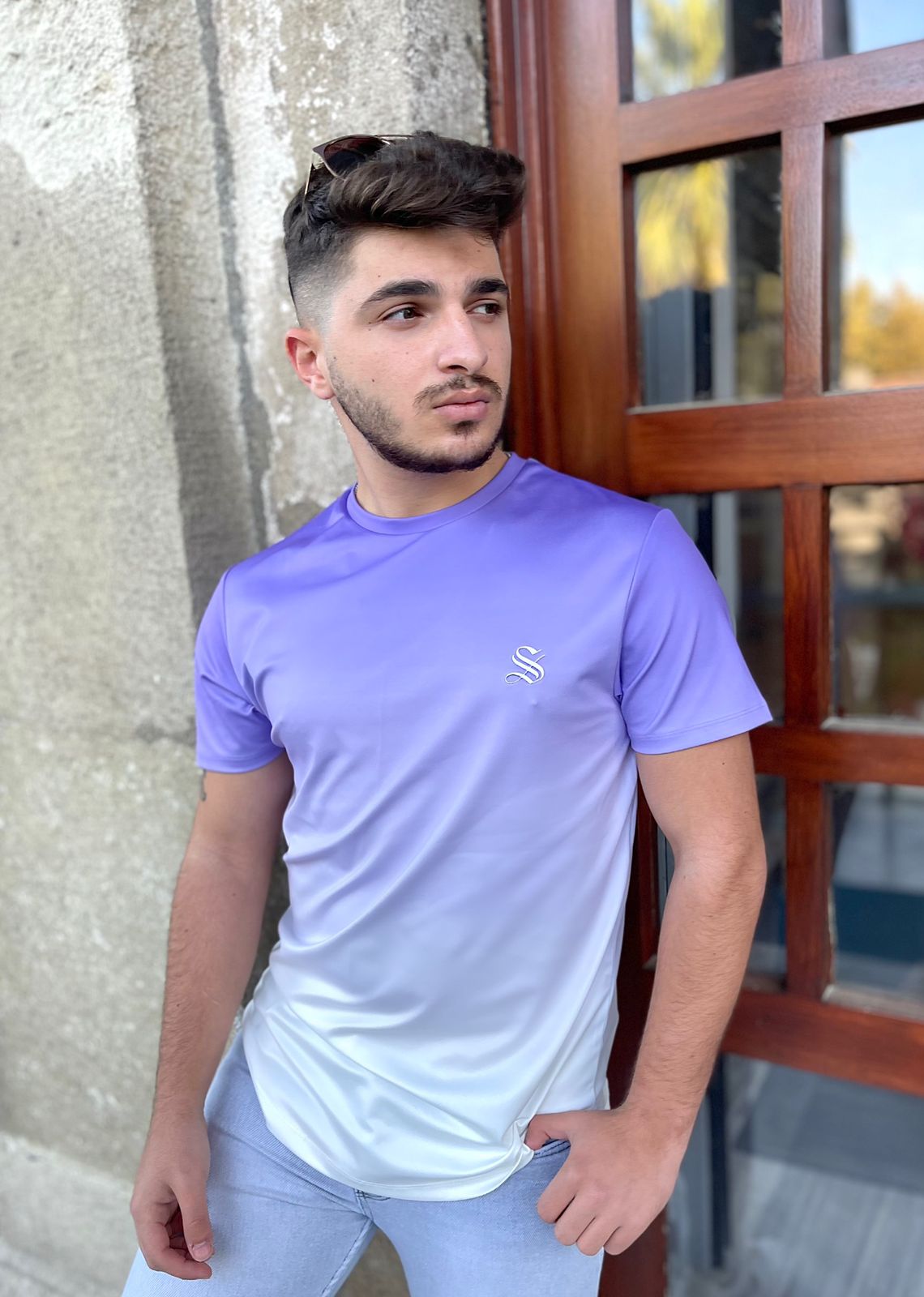 Larkspur - Blue/White T-Shirt for Men (PRE-ORDER DISPATCH DATE 25 DECEMBER 2021) - Sarman Fashion - Wholesale Clothing Fashion Brand for Men from Canada