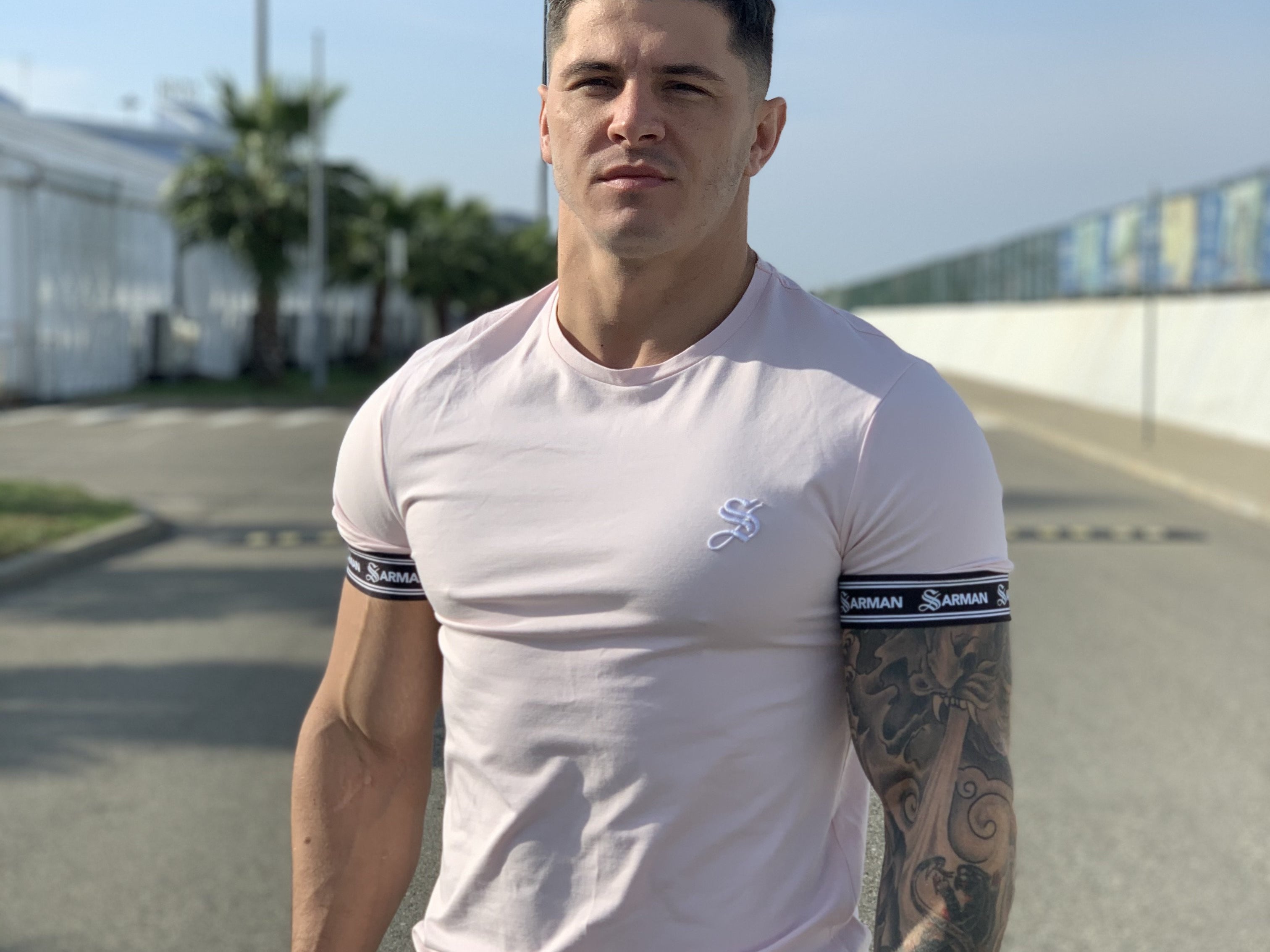 LaRose - Pink T-shirt for Men - Sarman Fashion - Wholesale Clothing Fashion Brand for Men from Canada