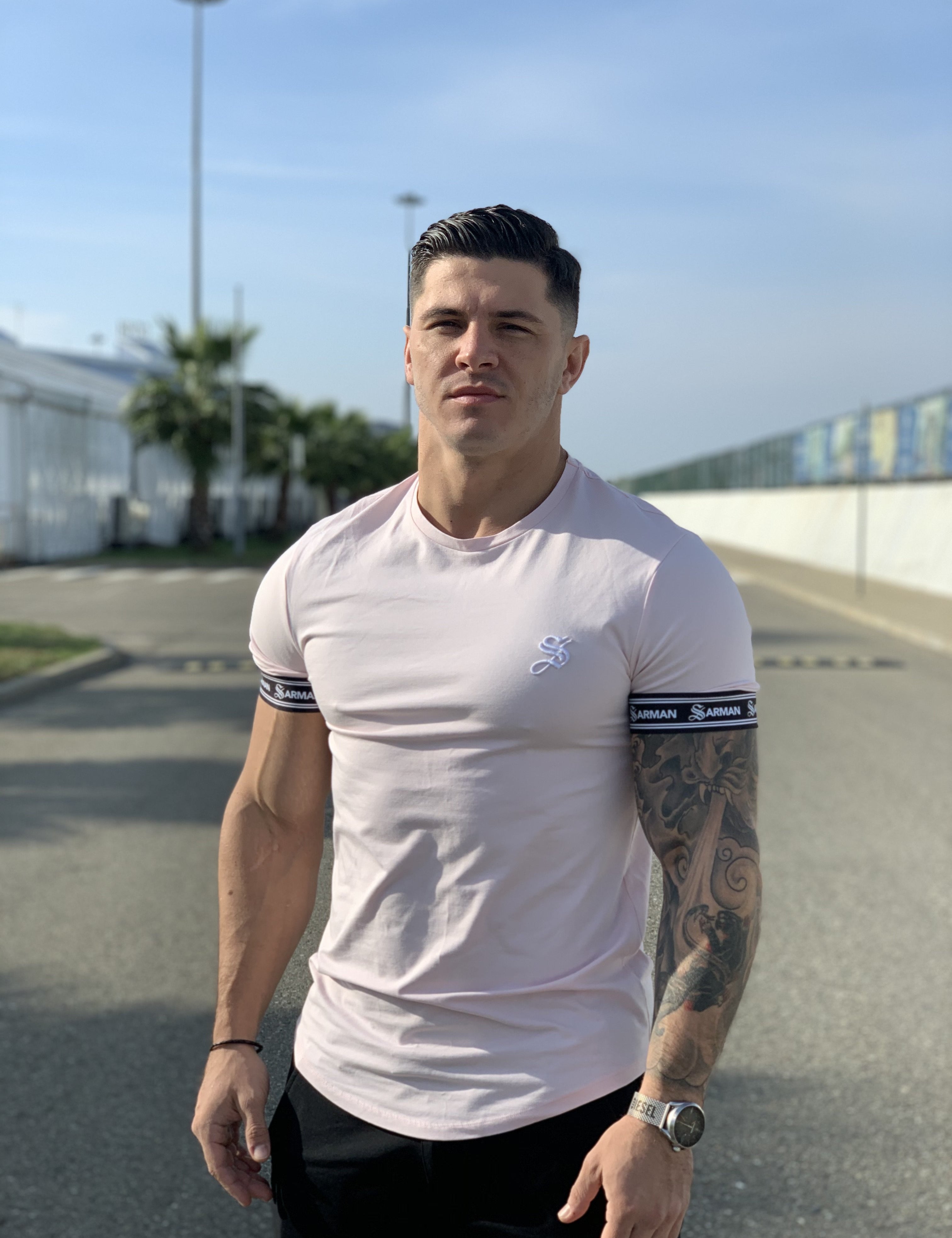 LaRose - Pink T-shirt for Men - Sarman Fashion - Wholesale Clothing Fashion Brand for Men from Canada
