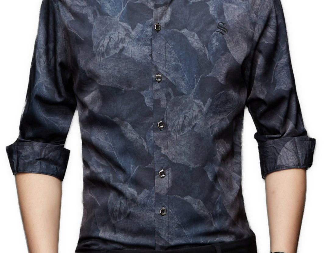 Leaves - Long Sleeves Shirt for Men - Sarman Fashion - Wholesale Clothing Fashion Brand for Men from Canada