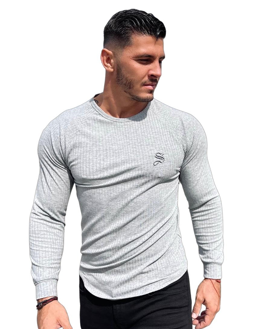 Leopard - Grey Long Sleeve Shirt for Men - Sarman Fashion - Wholesale Clothing Fashion Brand for Men from Canada
