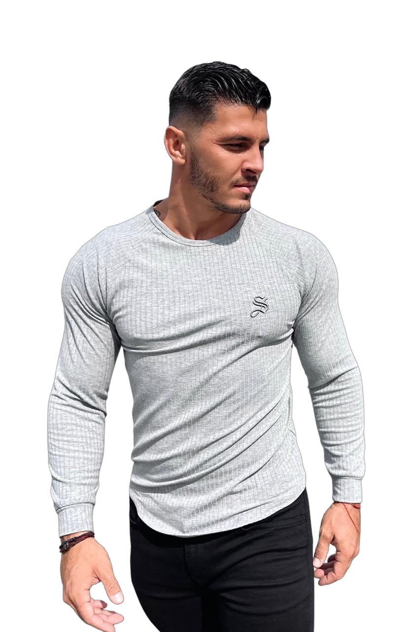 Leopard - Grey Long Sleeve Shirt for Men - Sarman Fashion - Wholesale Clothing Fashion Brand for Men from Canada
