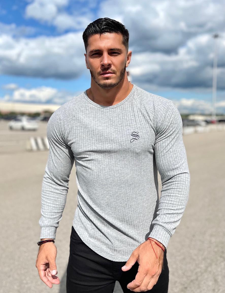Leopard - Grey Long Sleeve Shirt for Men - Sarman Fashion - Wholesale Clothing Fashion Brand for Men from Canada