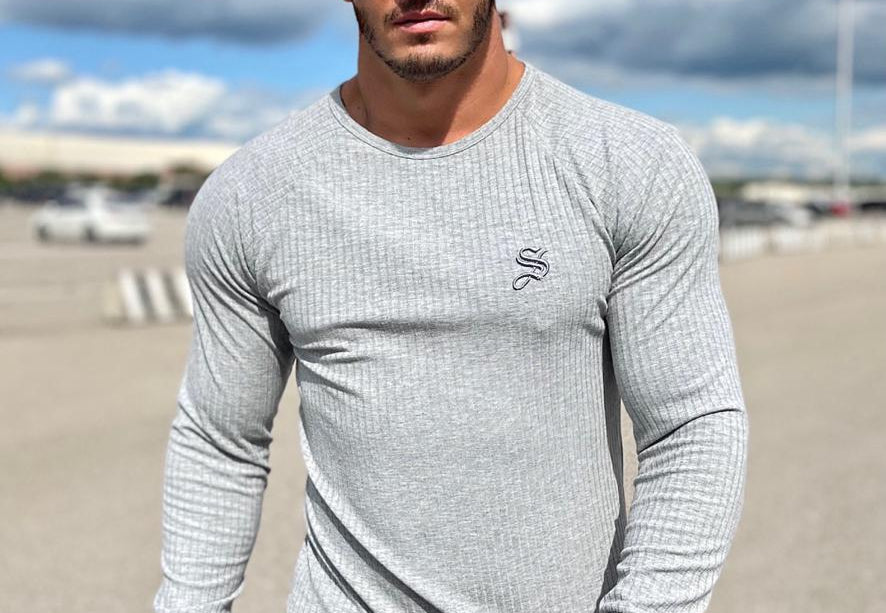 Leopard - Grey Long Sleeve Shirt for Men - Sarman Fashion - Wholesale Clothing Fashion Brand for Men from Canada