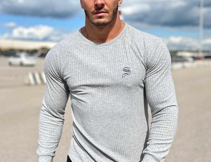 Leopard - Grey Long Sleeve Shirt for Men - Sarman Fashion - Wholesale Clothing Fashion Brand for Men from Canada