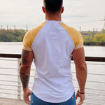 LifyLife - White/Yellow Short Sleeves T- Shirt for Men (PRE-ORDER DISPATCH DATE 1 JULY 2022) - Sarman Fashion - Wholesale Clothing Fashion Brand for Men from Canada