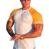 LifyLife - White/Yellow T- Shirt for Men - Sarman Fashion - Wholesale Clothing Fashion Brand for Men from Canada